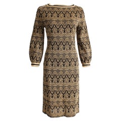 Vintage Bobette Imports France Black & Gold Lurex Knit Dress 1960s Mod Tricot 10