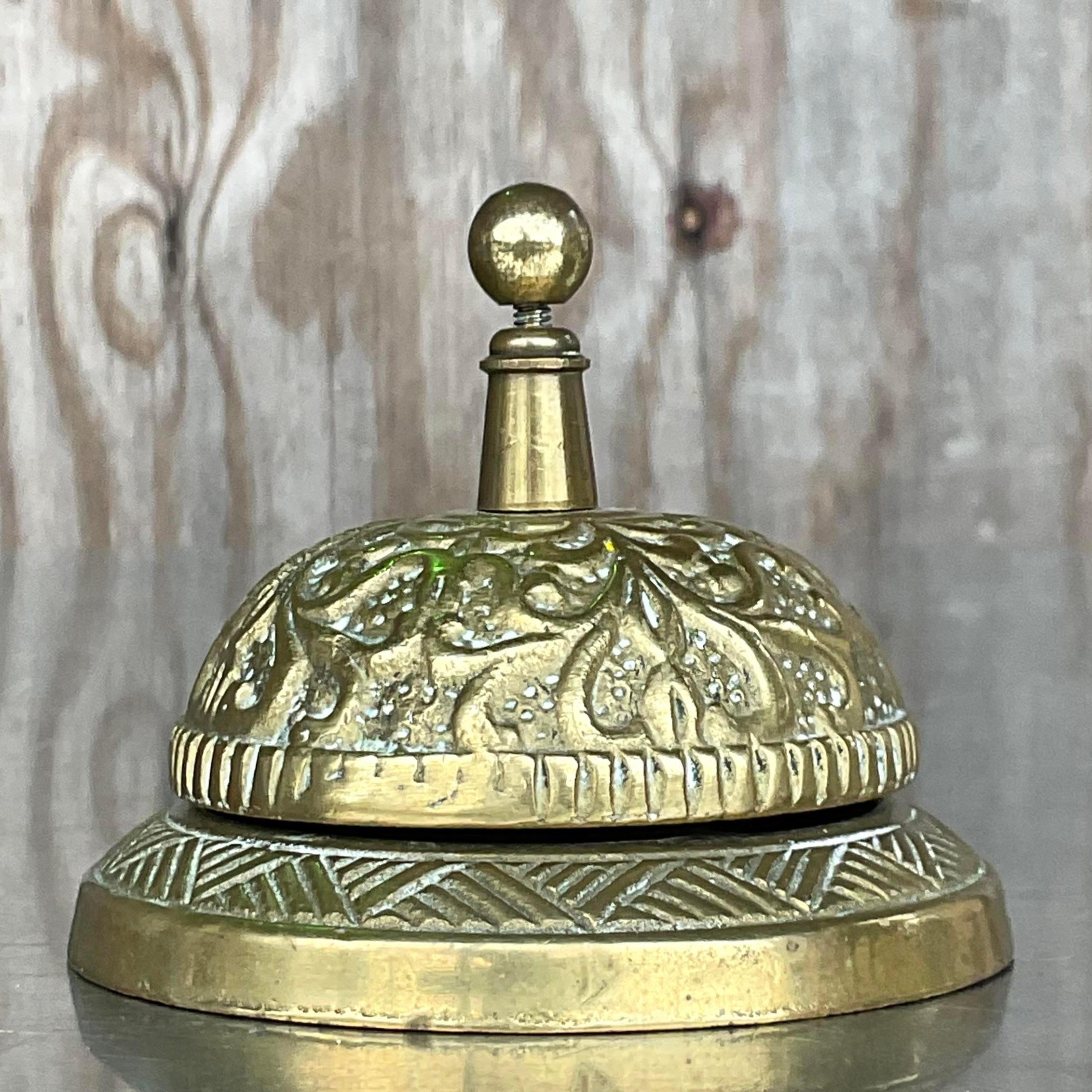 Bohemian Vintage Bobo Cast Brass Counter Bell For Sale