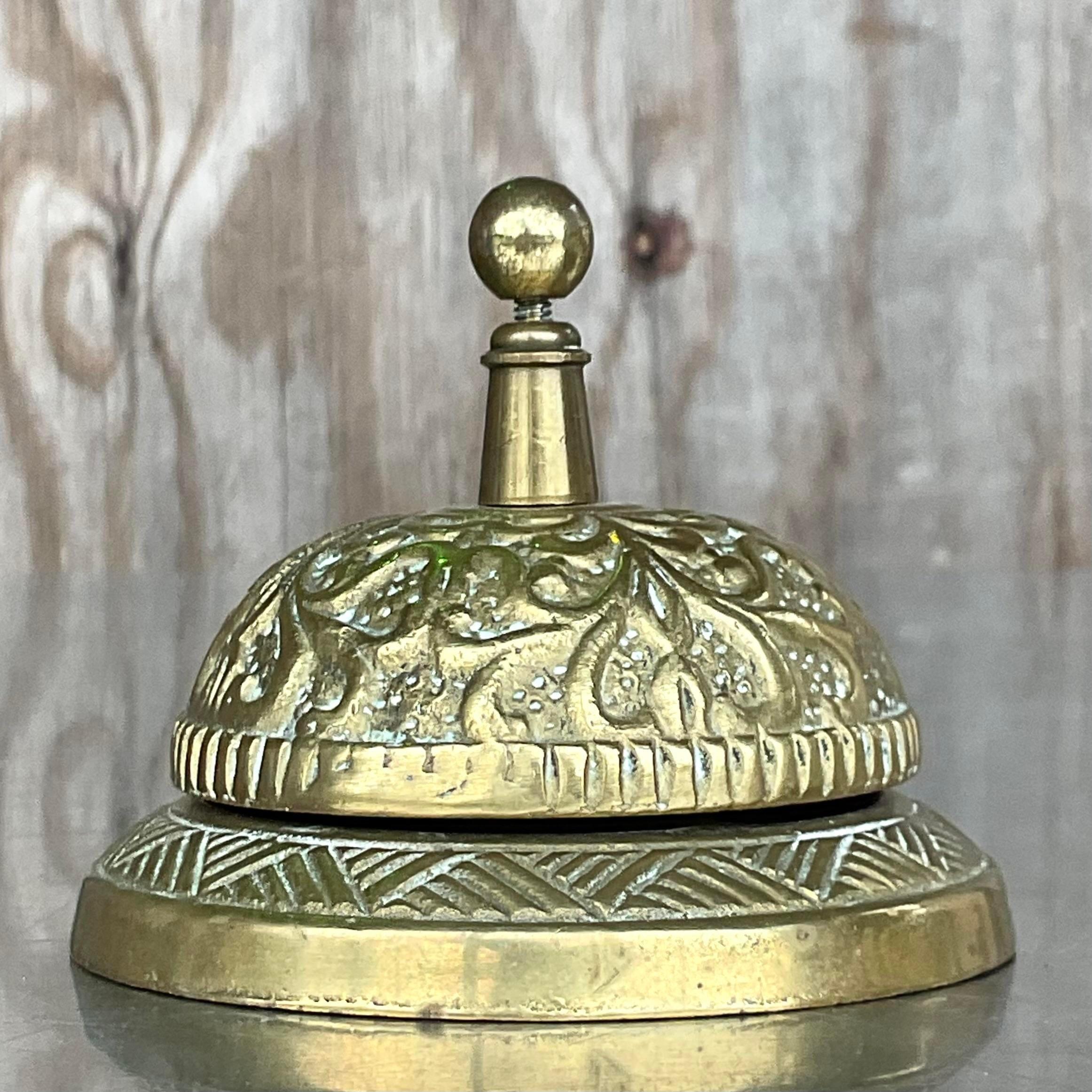 Vintage Bobo Cast Brass Counter Bell In Good Condition For Sale In west palm beach, FL