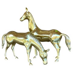 Vintage Bobo Polished Brass Pair of Horses