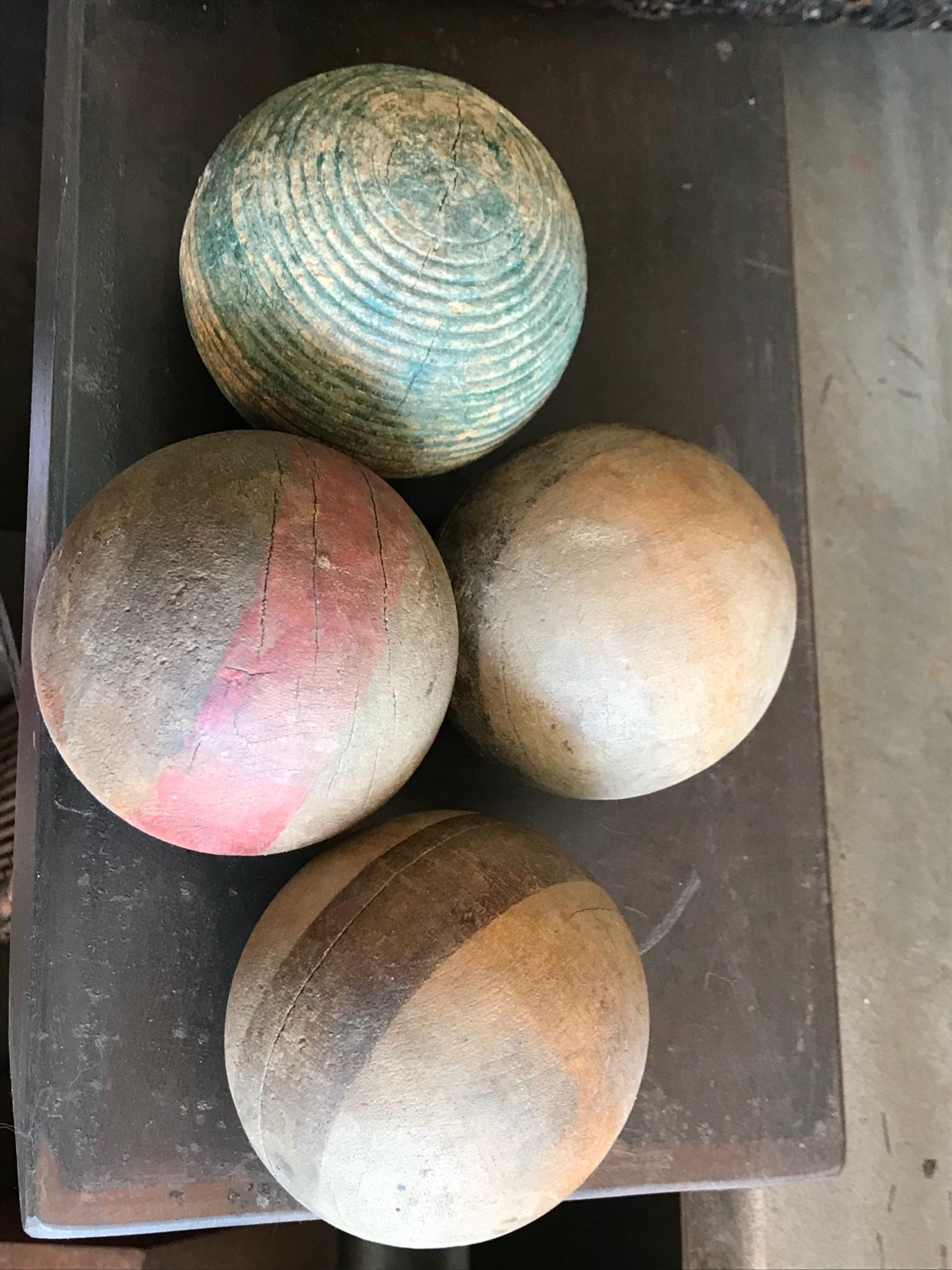 Vintage Bocce Balls In Distressed Condition For Sale In Napa, CA