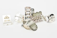 Vintage Bodum Silverplate Sculptural Napkin Rings by Nathalie Du Pasquier Set/ 6