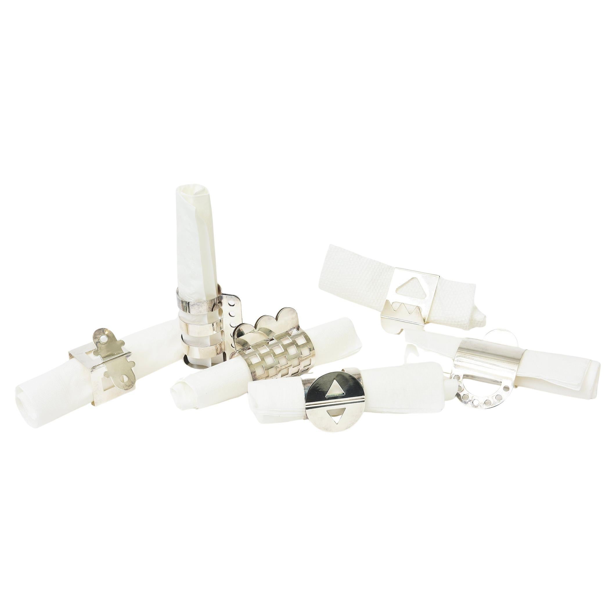 Vintage Bodum Silverplate Skulpturale Serviettenringe von Nathalie du Pasquier Set/ 6