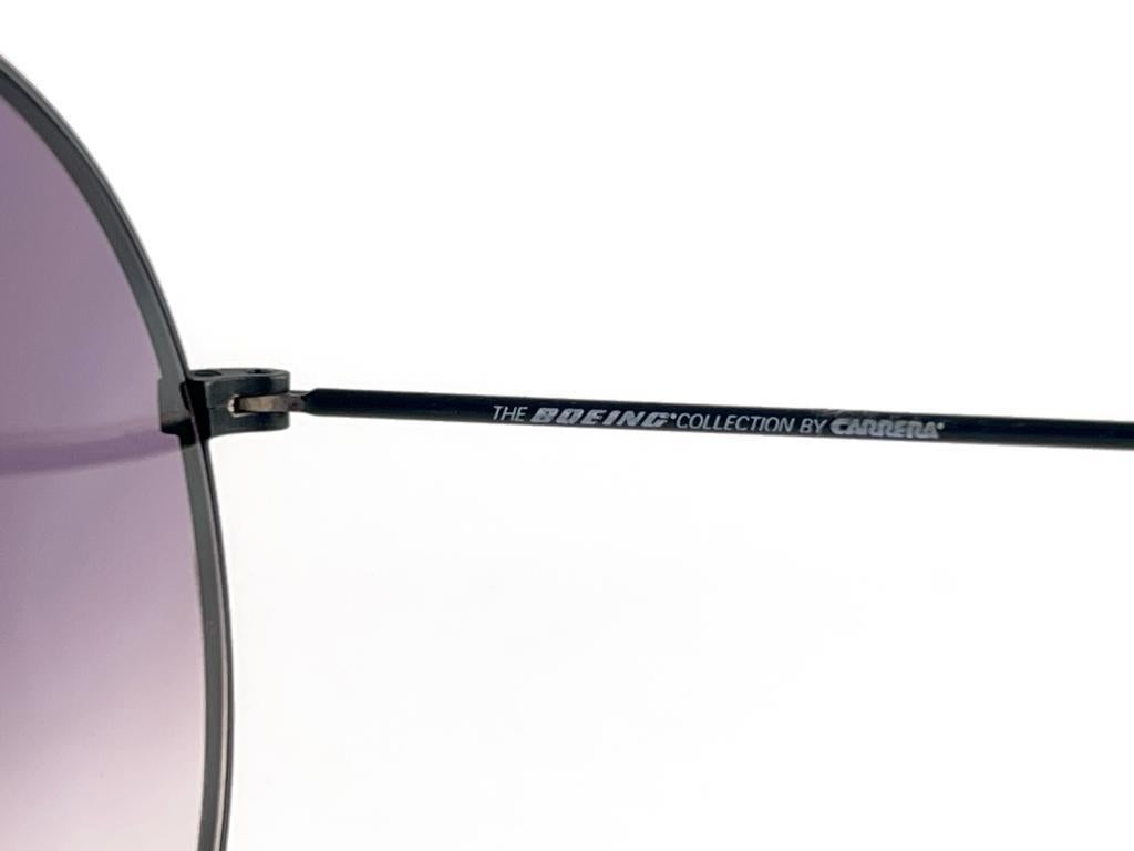 Women's or Men's Vintage Boeing Aviator Black Matte 5706 Gradient Lenses Sunglasses 80'S Austria For Sale