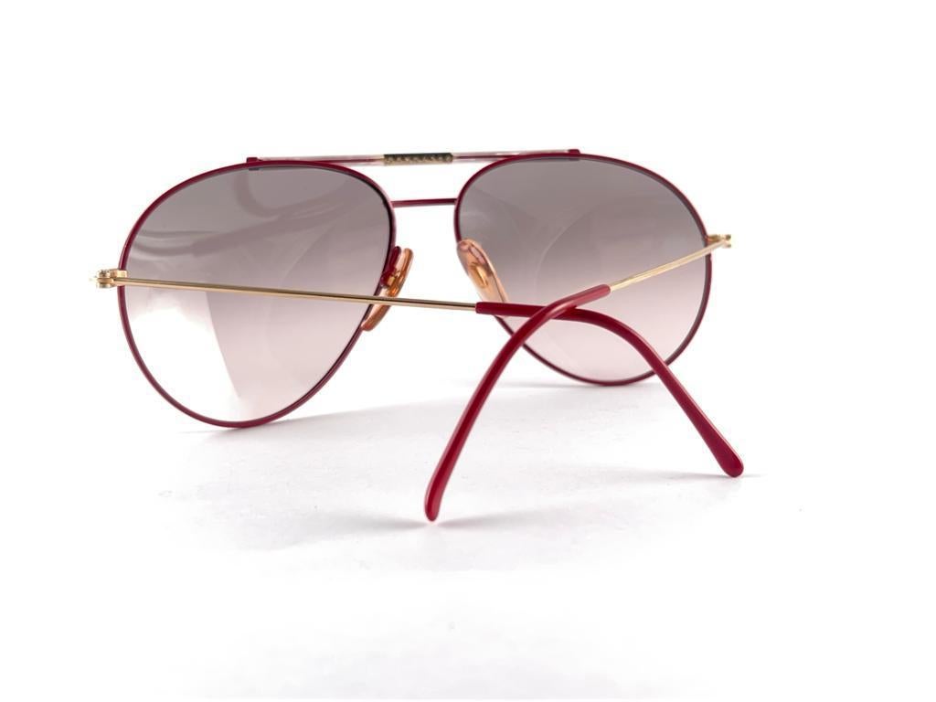 Vintage Boeing Red & Pearl 5706 Gradient Lenses Sunglasses 80'S Austria For Sale 7