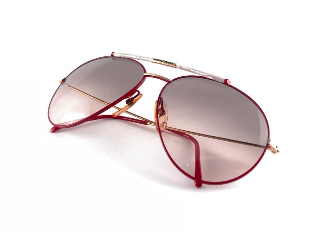 Vintage Boeing Red & Pearl 5706 Gradient Lenses Sunglasses 80'S Austria For Sale 8