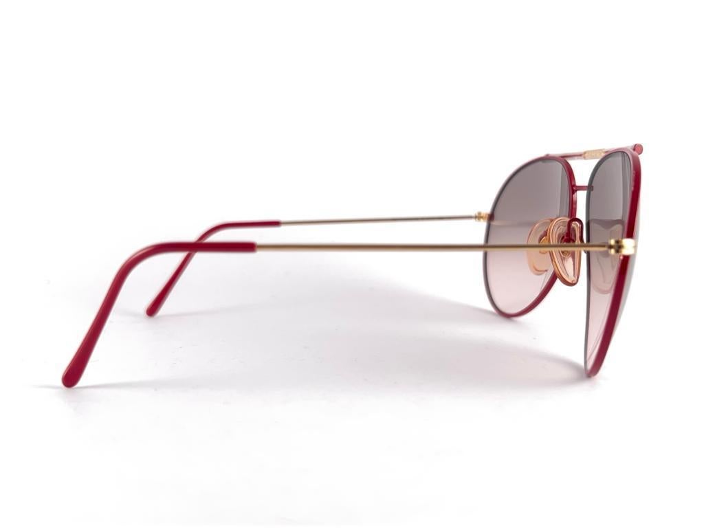 Vintage Boeing Red & Pearl 5706 Gradient Lenses Sunglasses 80'S Austria For Sale 1