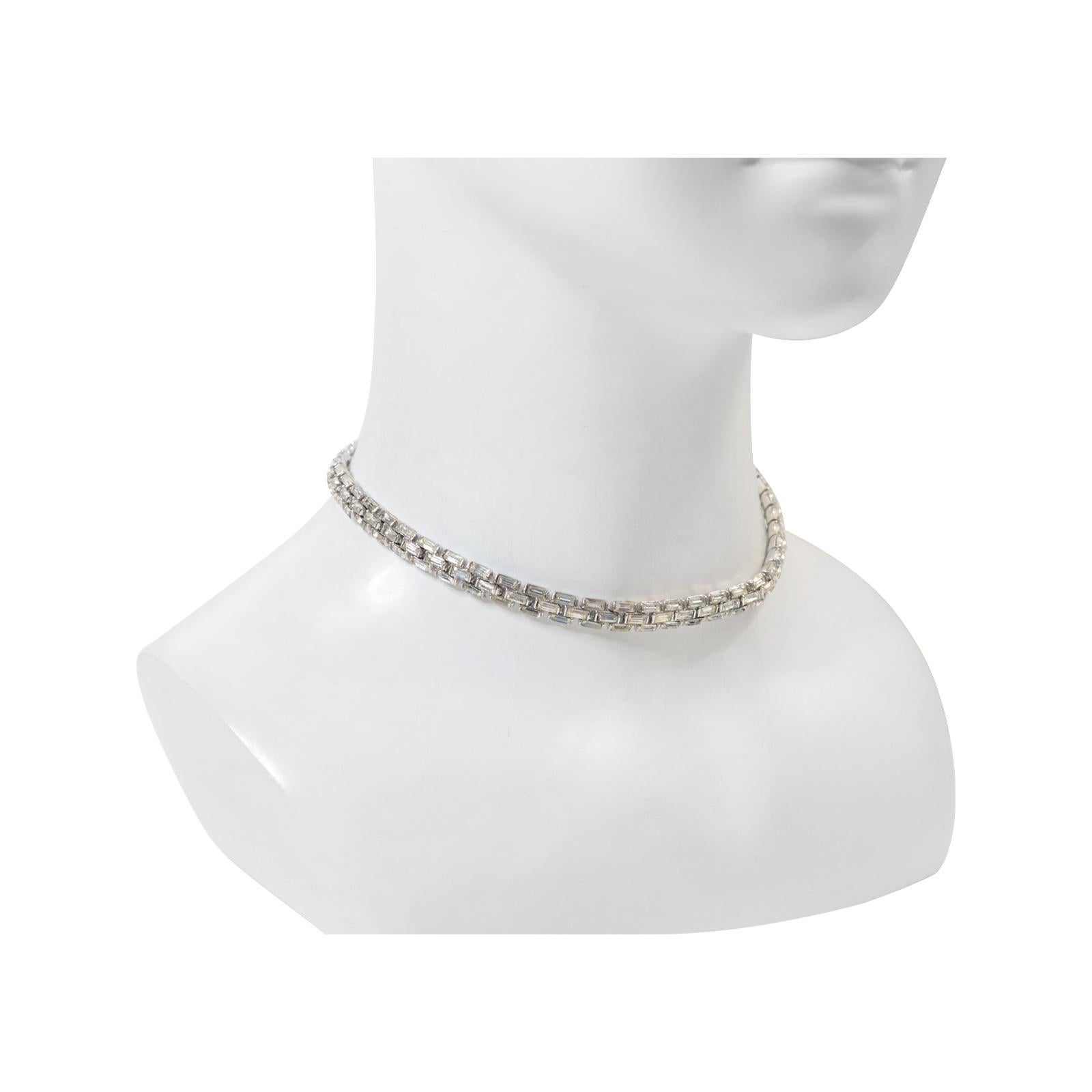 da uomo o donna Vintage By Diamante Baguette Collana girocollo CIRCA 1960 in vendita