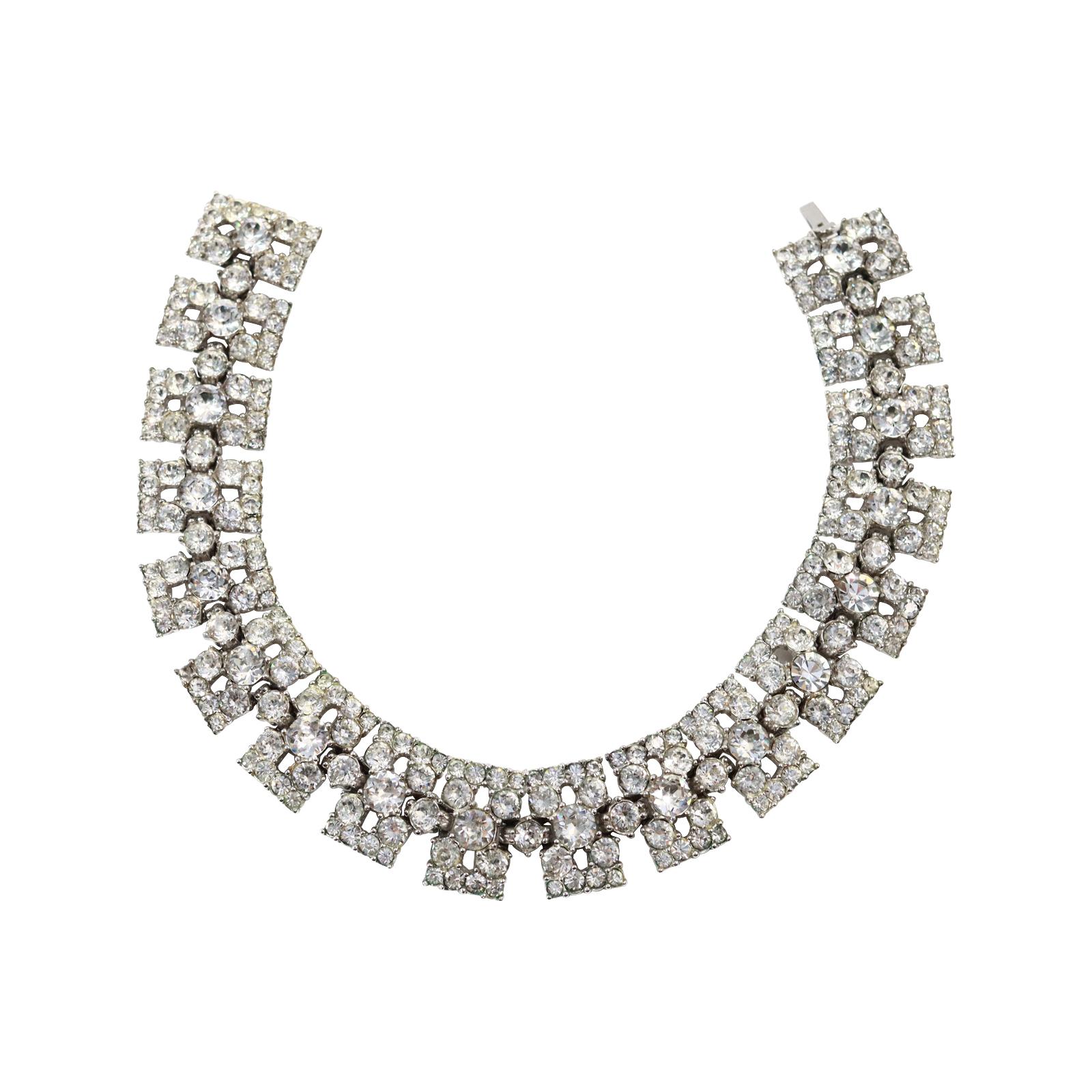 Vintage Bogoff Diamante Choker Necklace Circa 1960s. This is so chic and yes chokers are back. This is heavy and substantial and well made.  These are all constructed with round stones of various sizes.  This particular look reminds me of the
