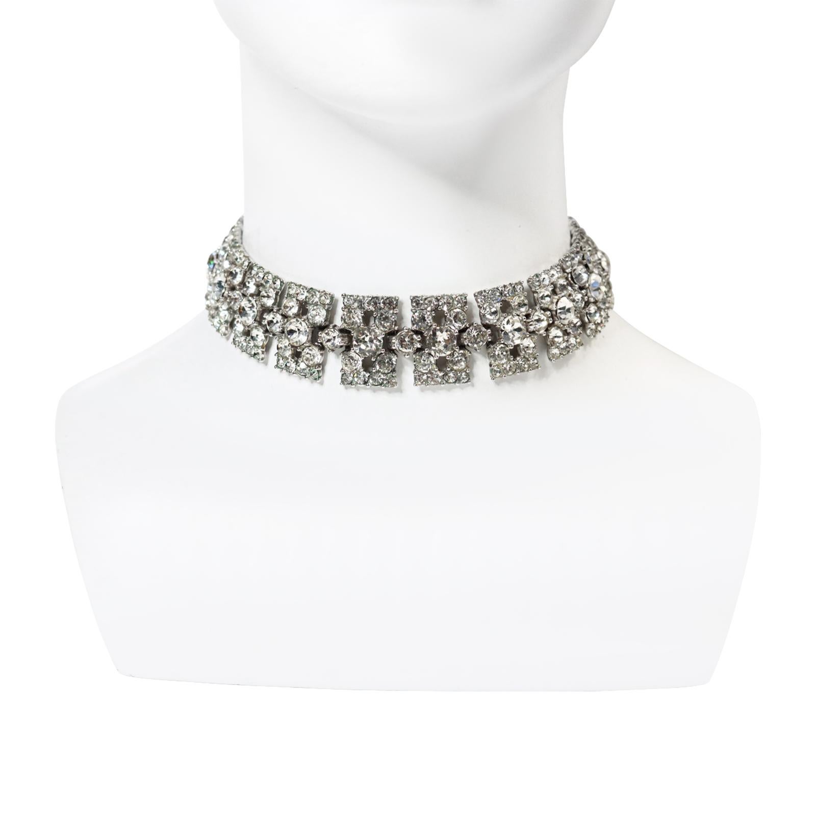 Vintage Bogoff Diamante Choker Necklace Circa 1960s In Good Condition For Sale In New York, NY