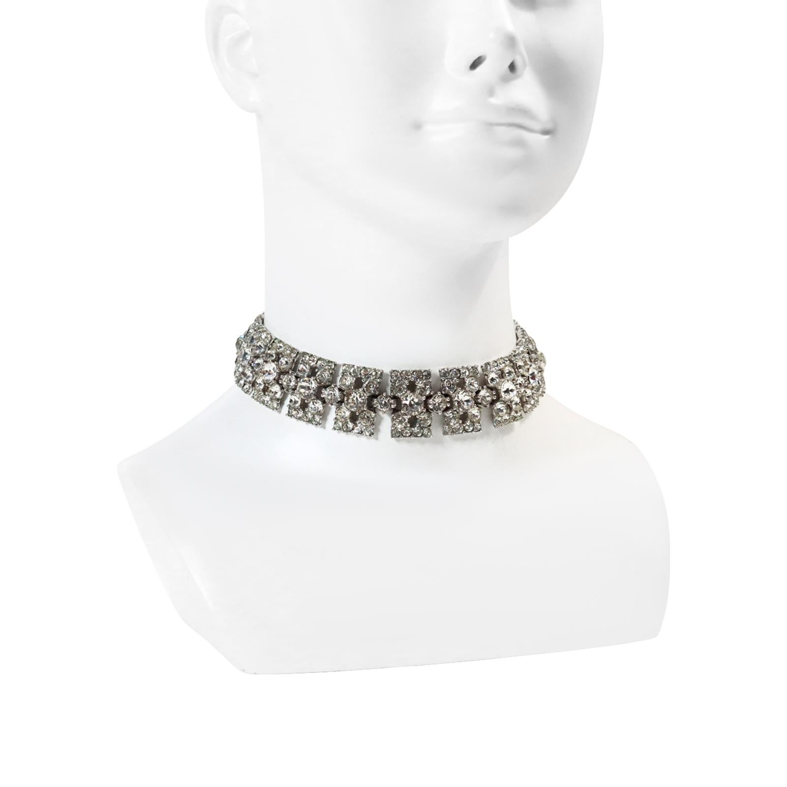 Vintage Bogoff Diamante Choker Necklace Circa 1960s For Sale 1