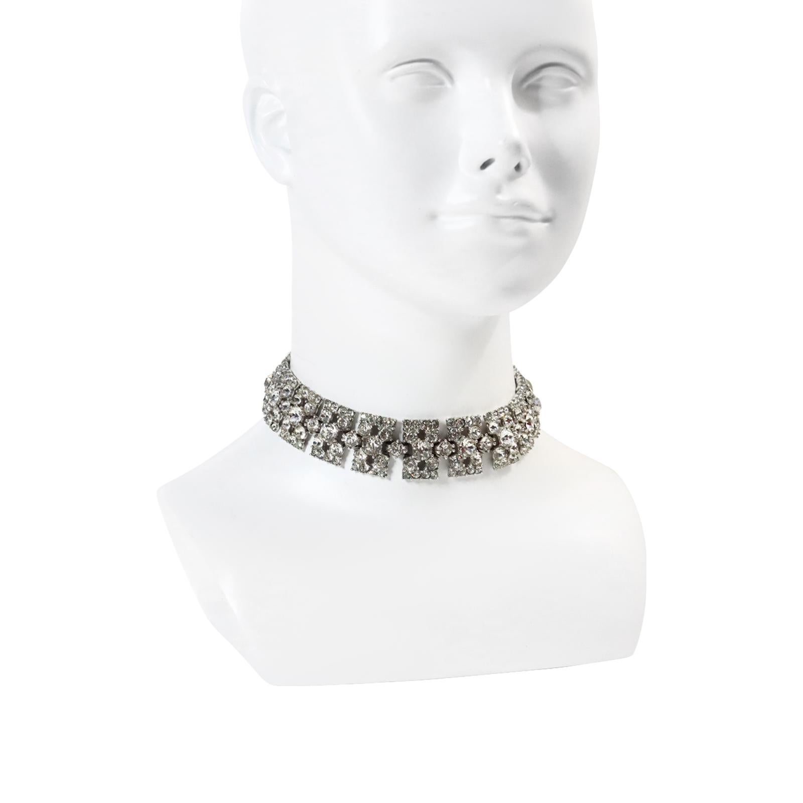 Vintage Bogoff Diamante Choker Necklace Circa 1960s For Sale 2