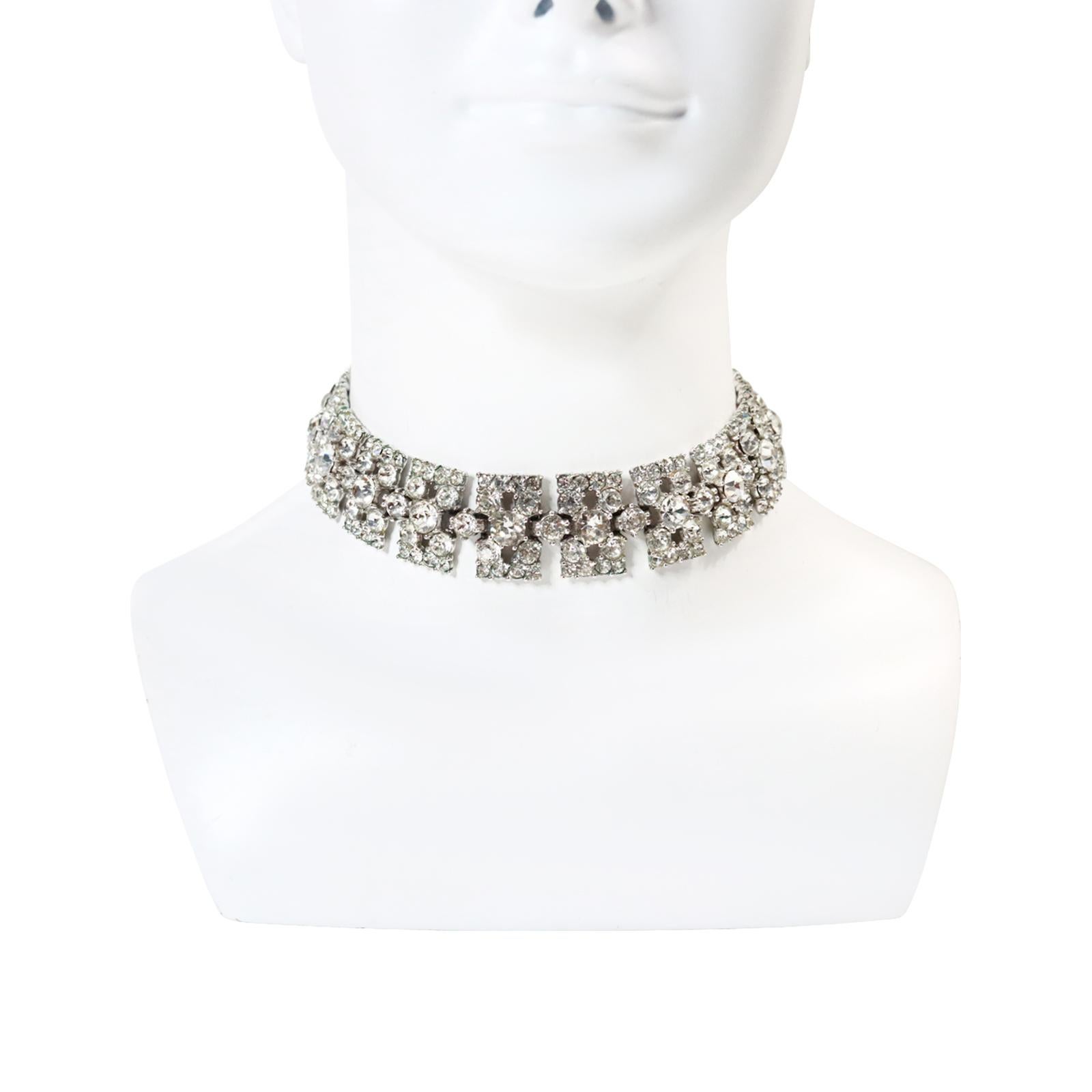 Vintage Bogoff Diamante Choker Necklace Circa 1960s For Sale 1