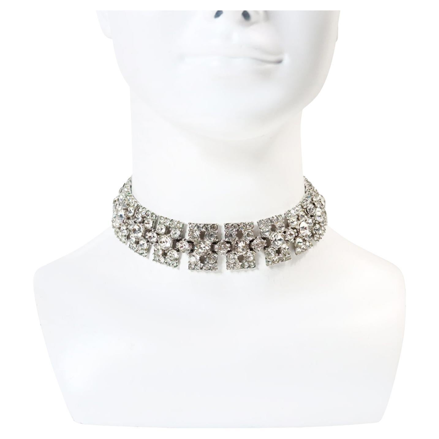 Vintage Bogoff Diamante Choker Necklace Circa 1960s For Sale
