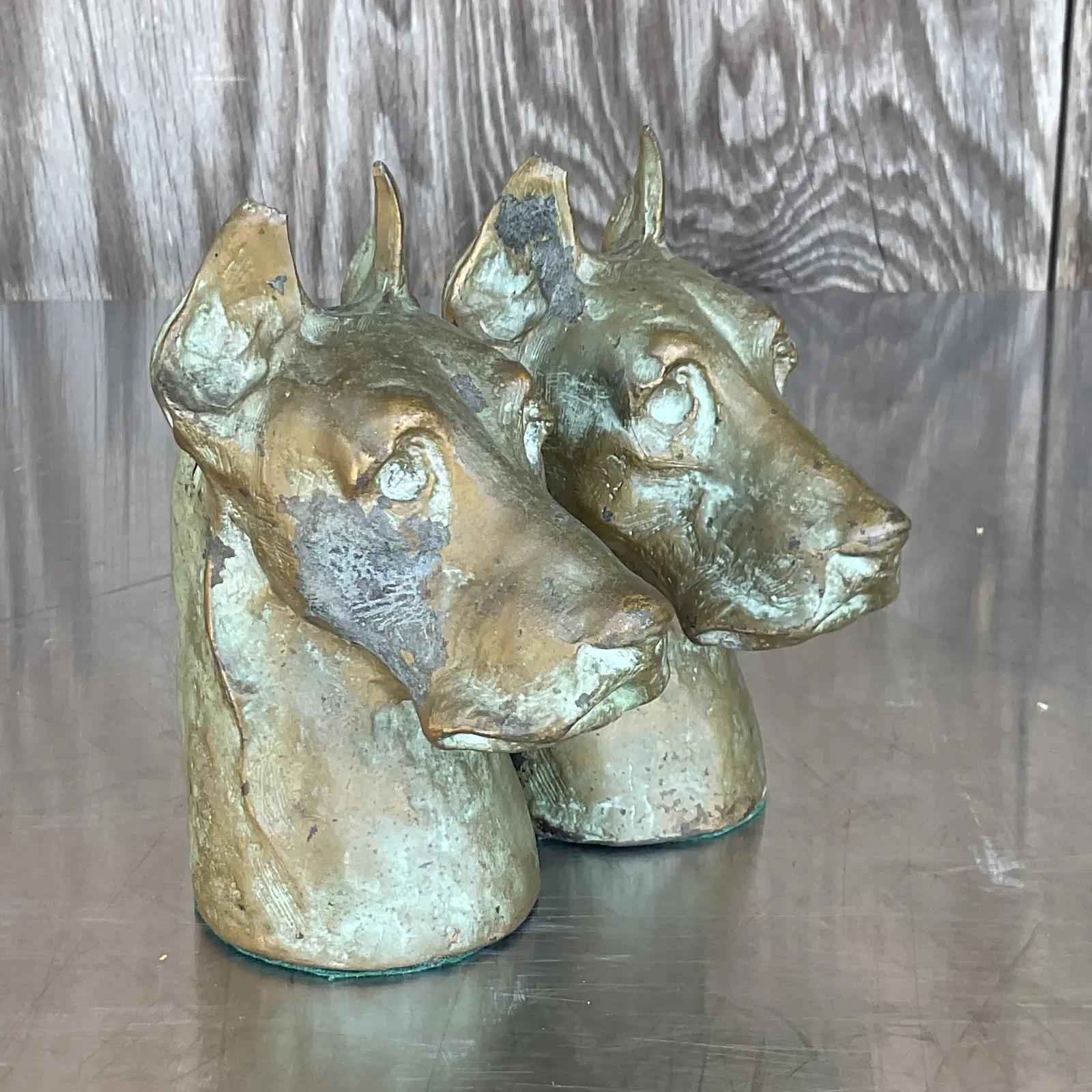 North American Vintage Boh Cast Metal McClelland Barclay Great Danes Bookends- a Pair For Sale