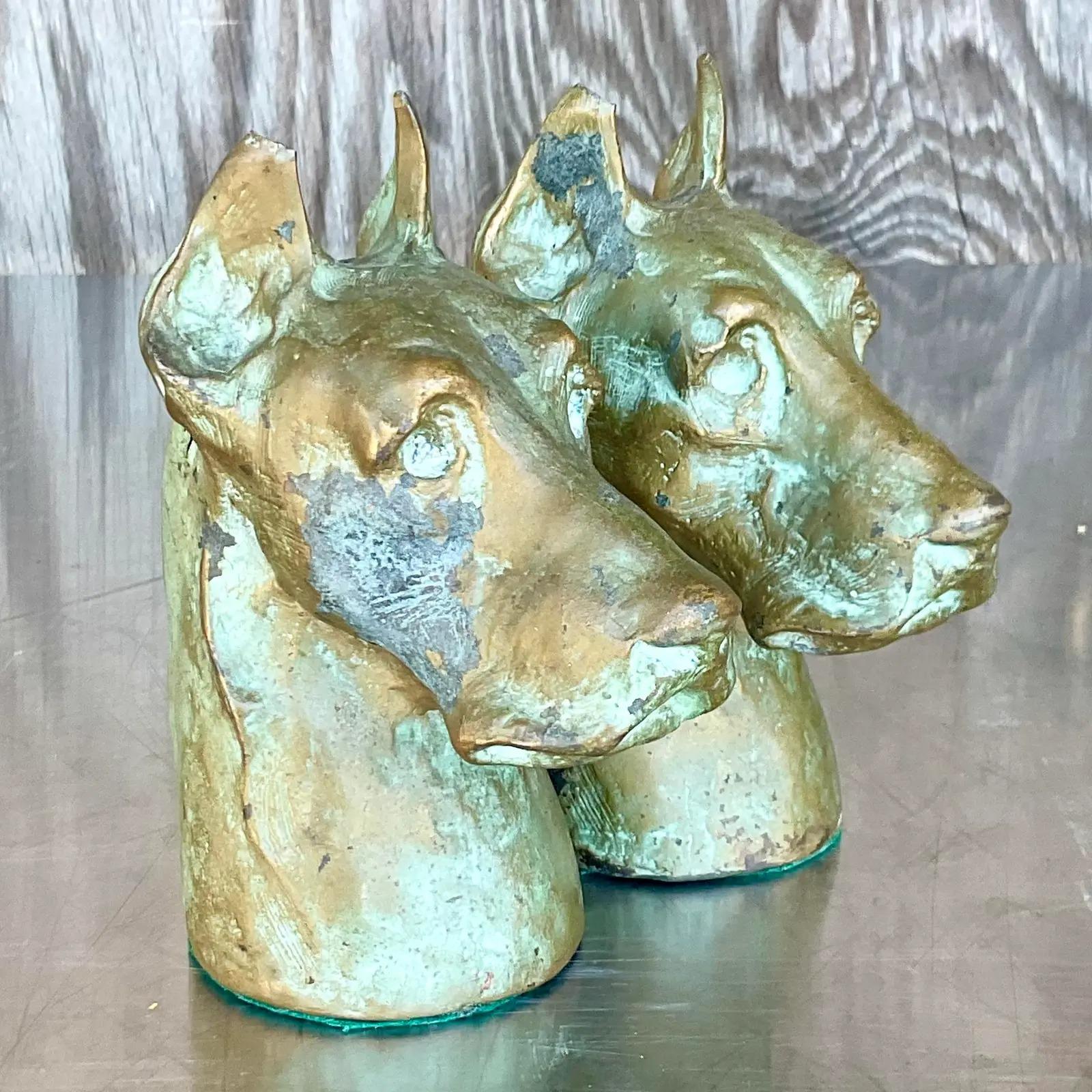 Vintage Boh Cast Metal McClelland Barclay Great Danes Bookends- a Pair In Good Condition For Sale In west palm beach, FL