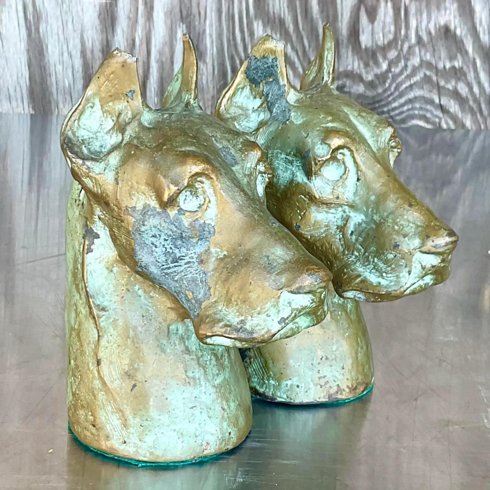 Vintage Boh Cast Metal McClelland Barclay Great Danes Bookends- a Pair For Sale 1