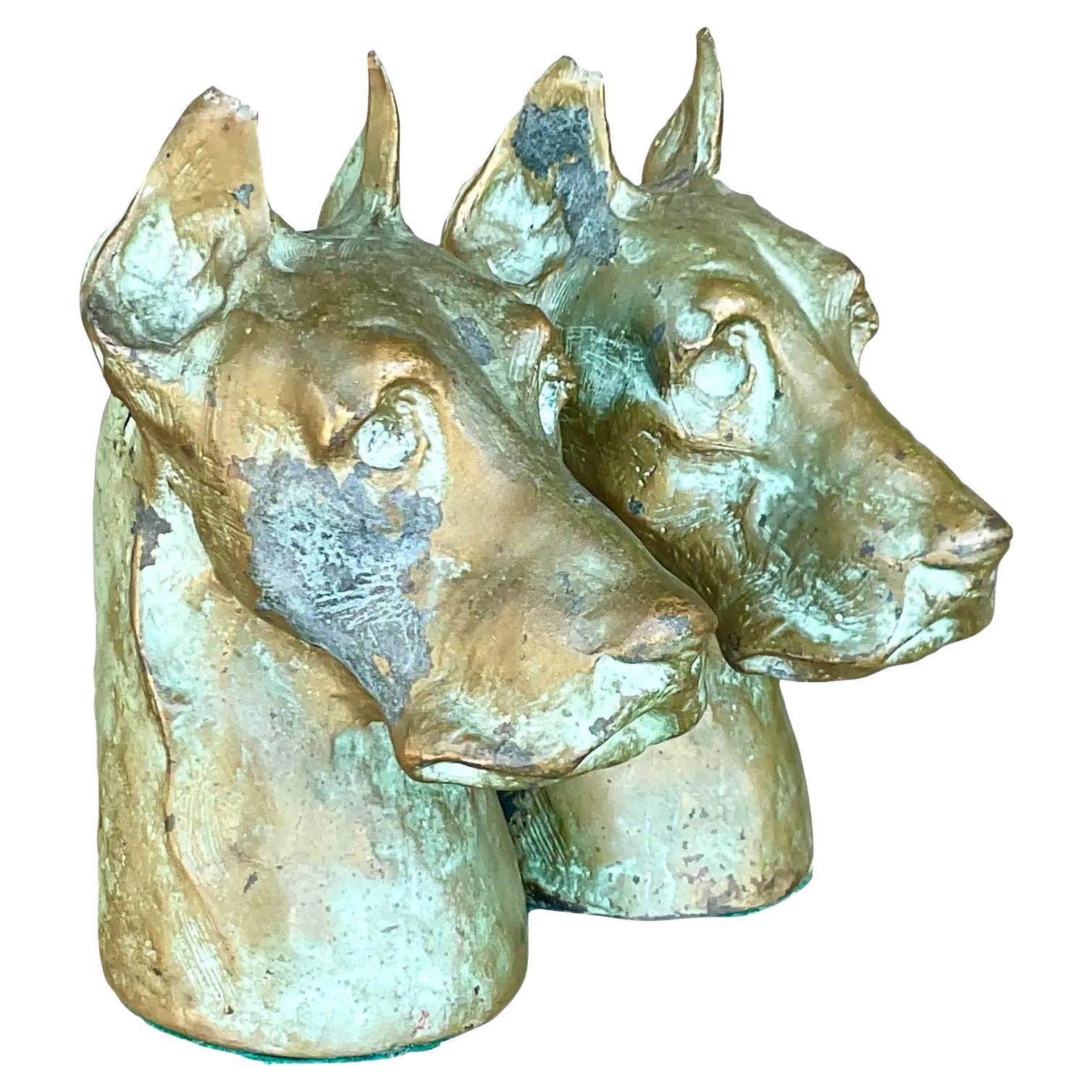 Vintage Boh Cast Metal McClelland Barclay Great Danes Bookends- a Pair For Sale