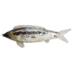 Vintage Bohemia big sized colorful glass decoration  in the shape of a fish with