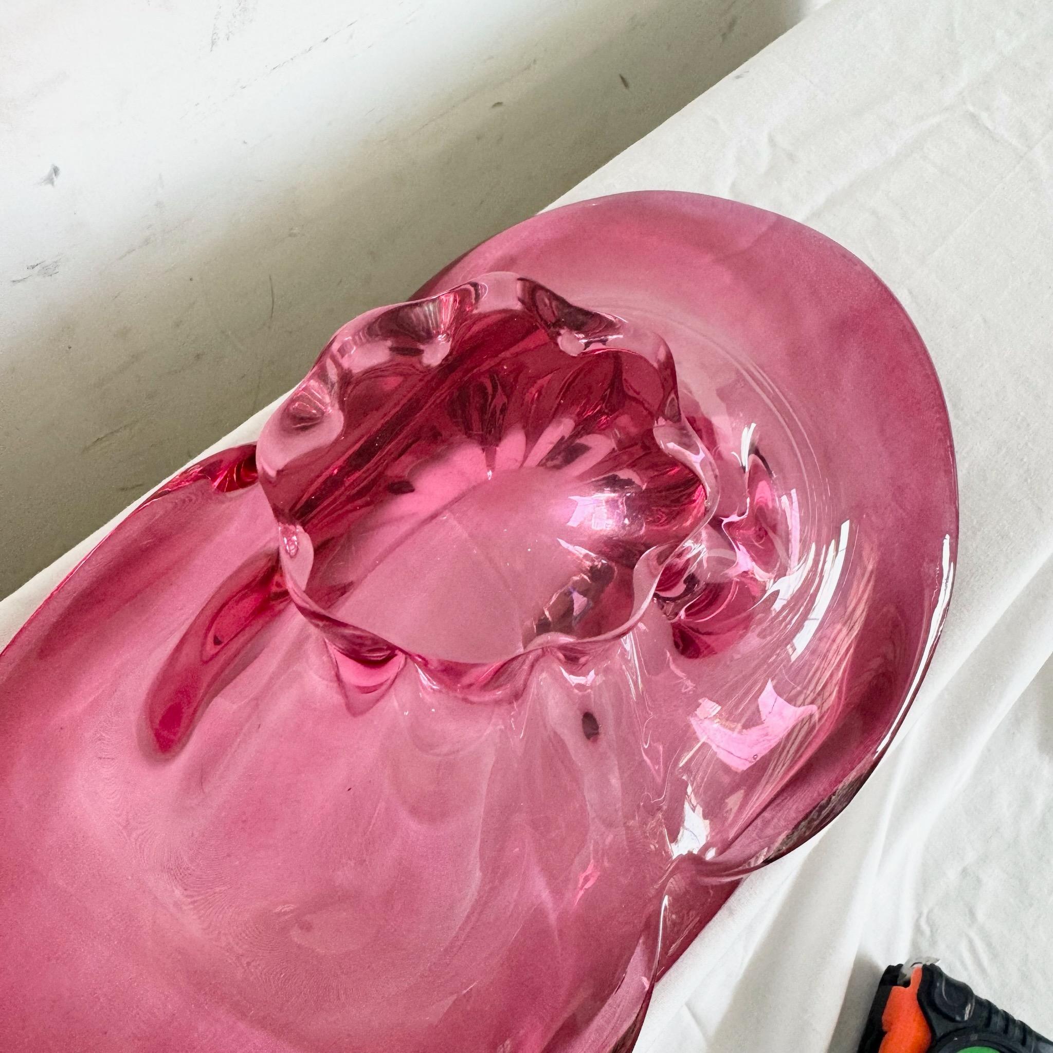 Bol en verre rose Ch≈ôibsk√° Vintage Bohemia Design/One années 1960 Josef Hospodka en vente 3