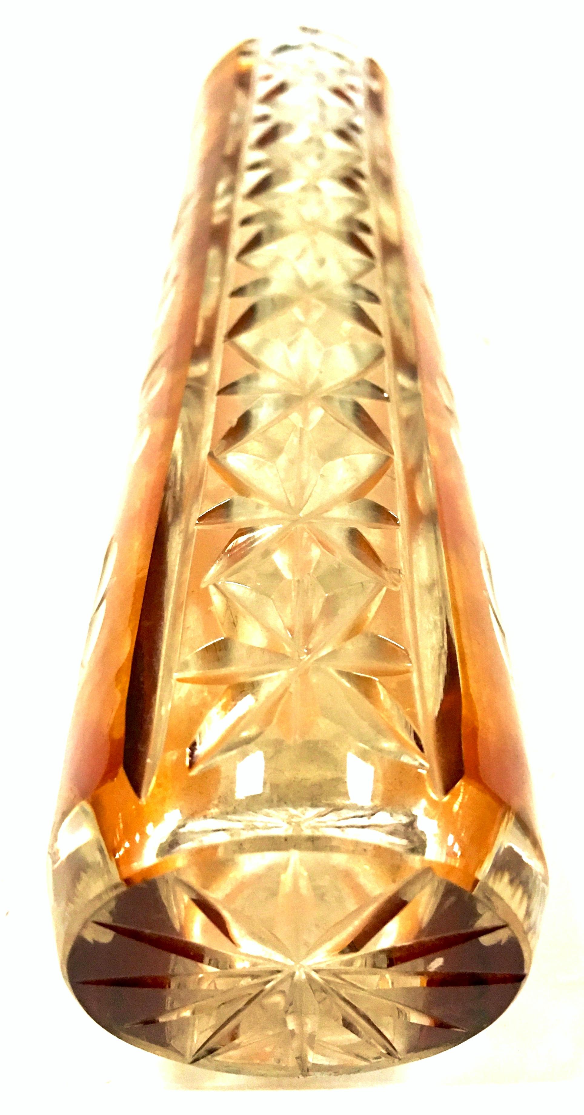 20th Century Bohemia Crystal Cut To Color Bud Vase 6