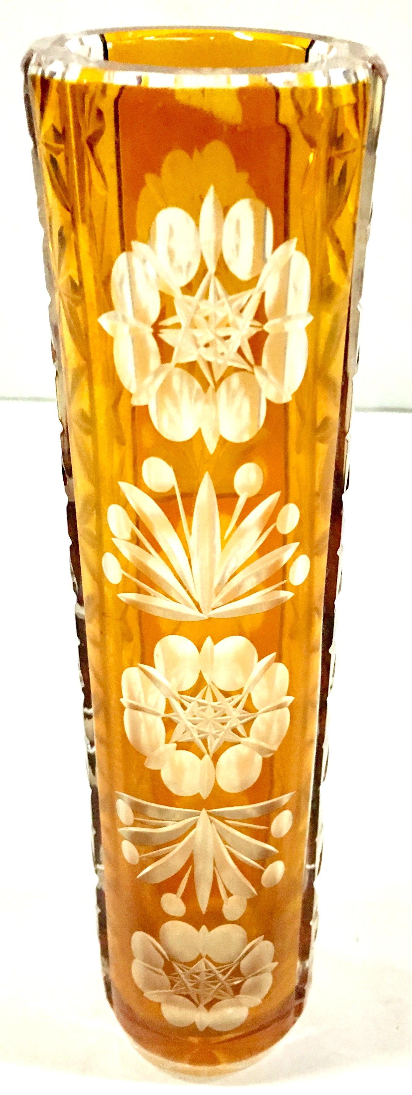 20th Century Bohemia Crystal Cut To Color Bud Vase In Good Condition In West Palm Beach, FL