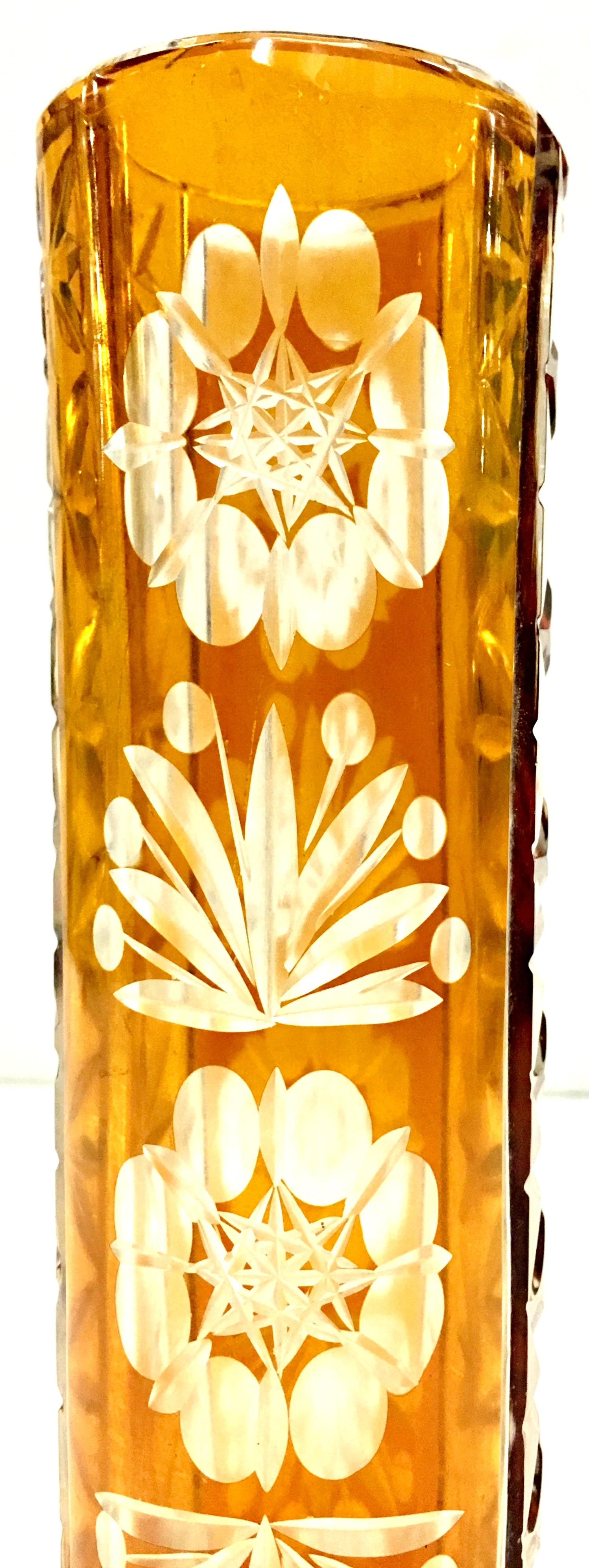 20th Century Bohemia Crystal Cut To Color Bud Vase 2
