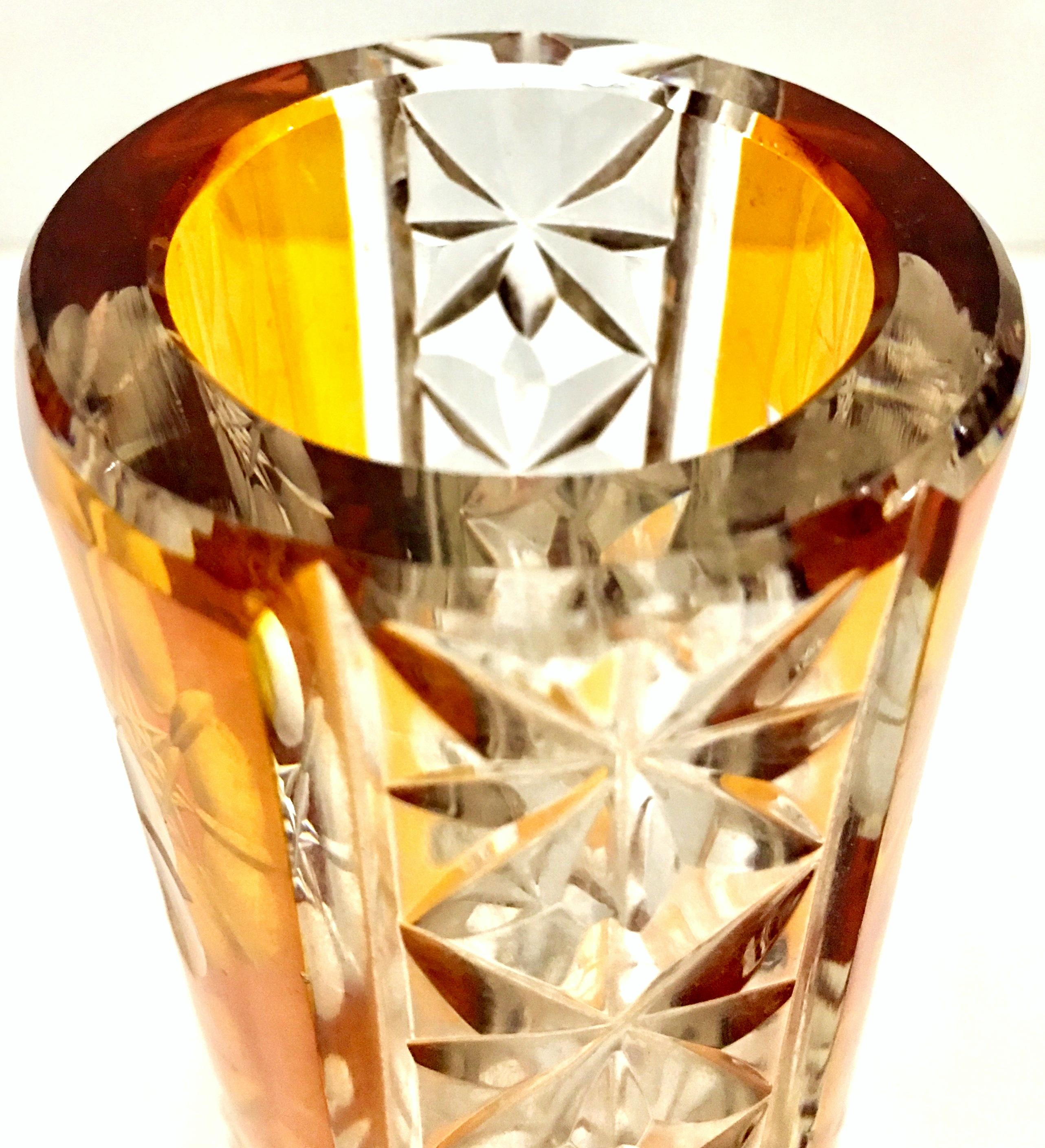 20th Century Bohemia Crystal Cut To Color Bud Vase 4