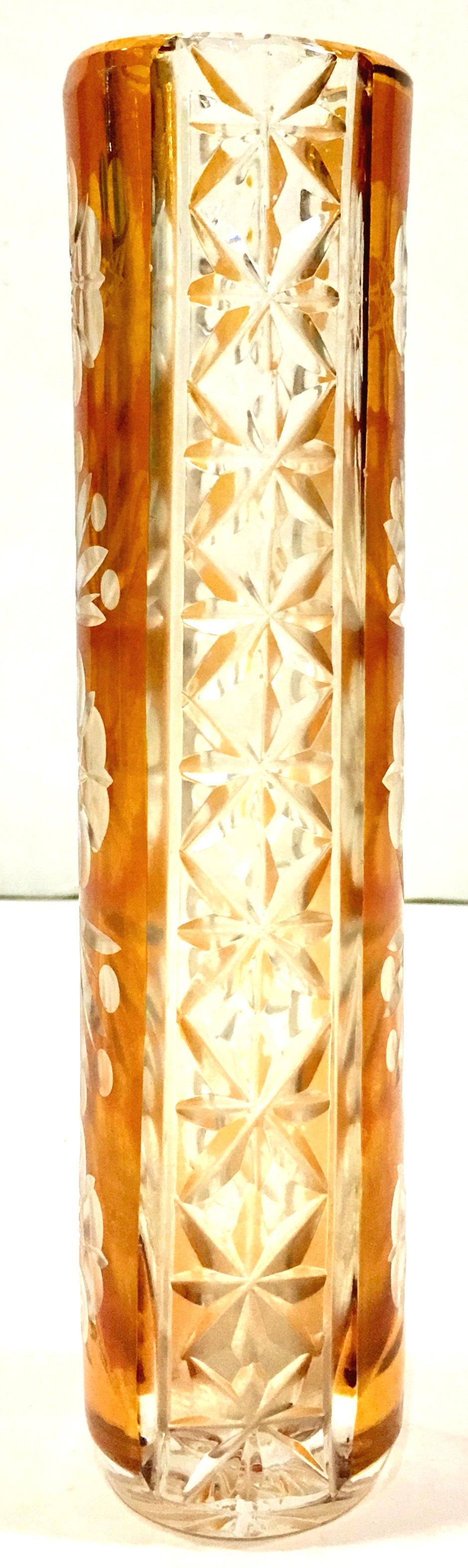 20th Century Bohemia Crystal Cut To Color Bud Vase 1