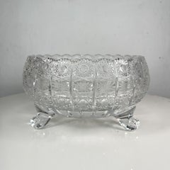 Vintage Antique Three-Legged Brilliant Hand Cut Crystal Serving Bowl Queen Lace