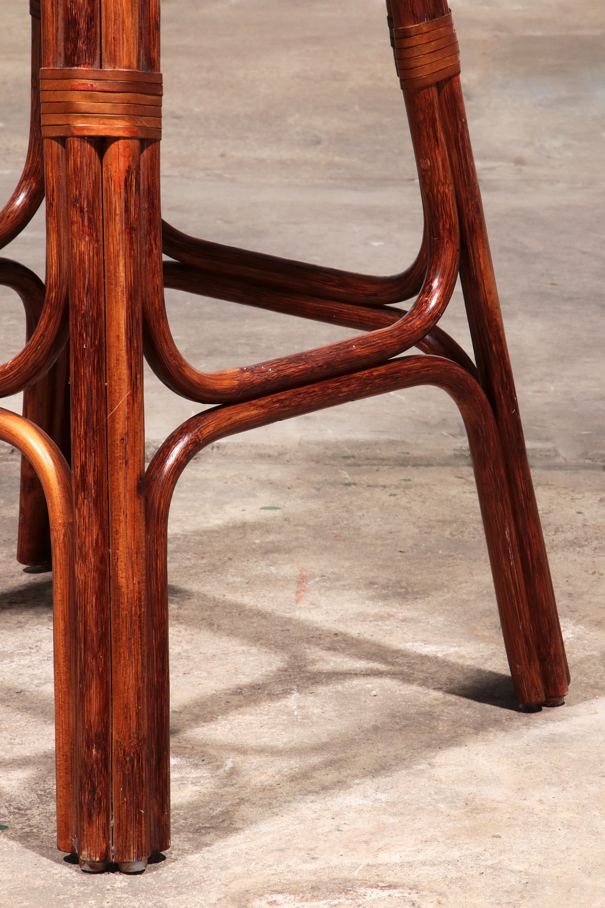 Vintage Bohemian Bamboo bar stools handmade 1970 Denmark 6