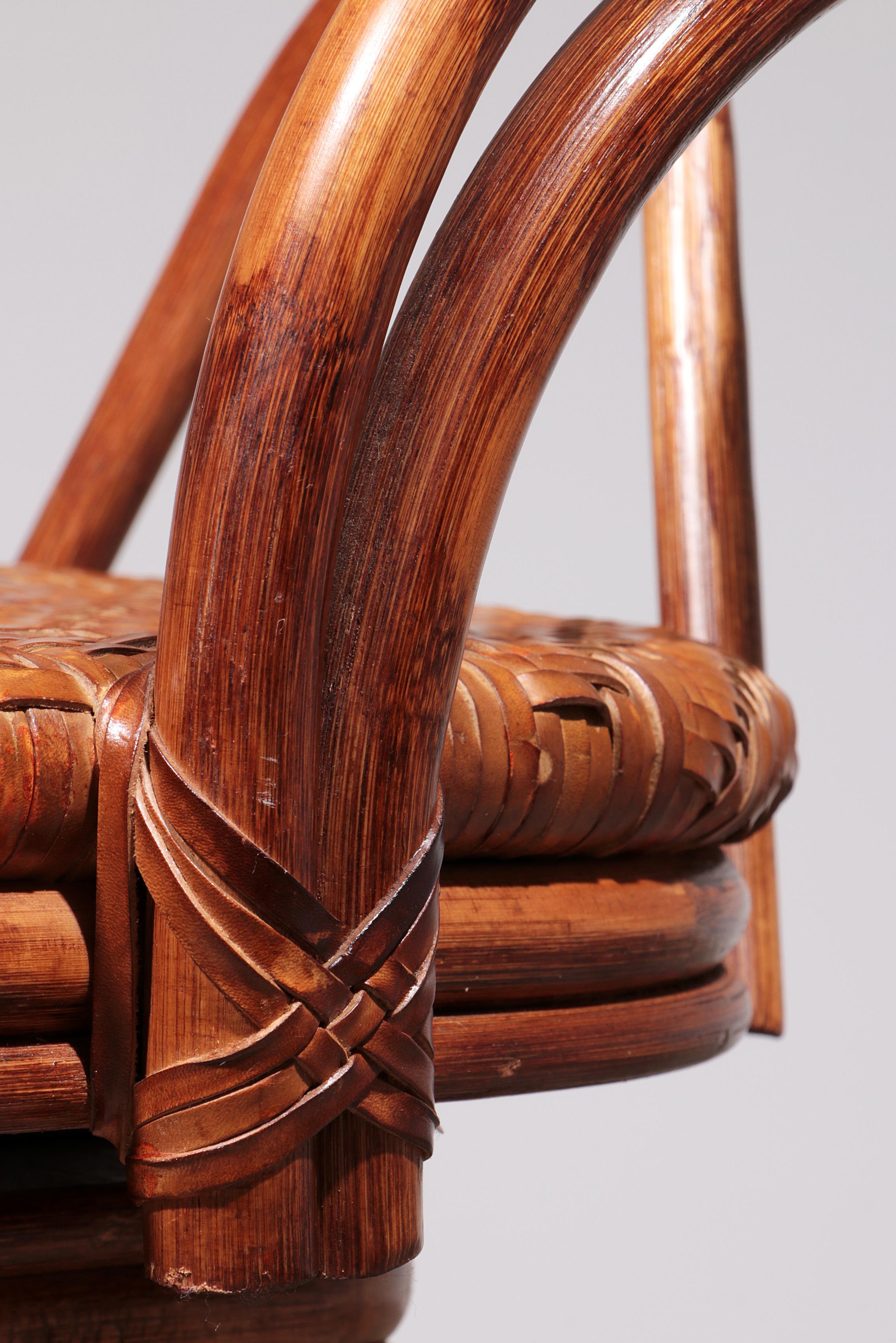 Vintage Bohemian Bamboo bar stools handmade 1970 Denmark 8