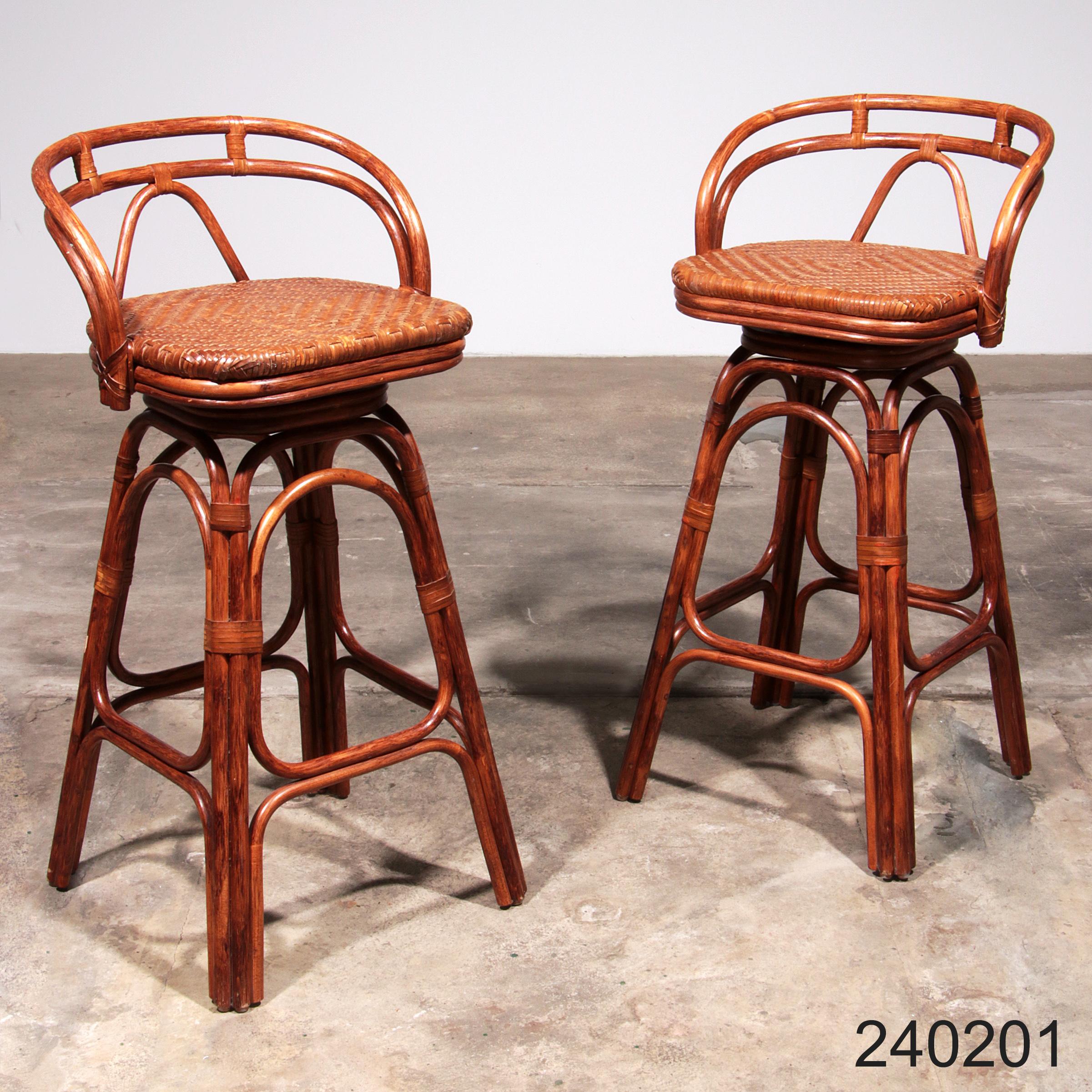 Vintage Bohemian Bamboo bar stools handmade 1970 Denmark 11