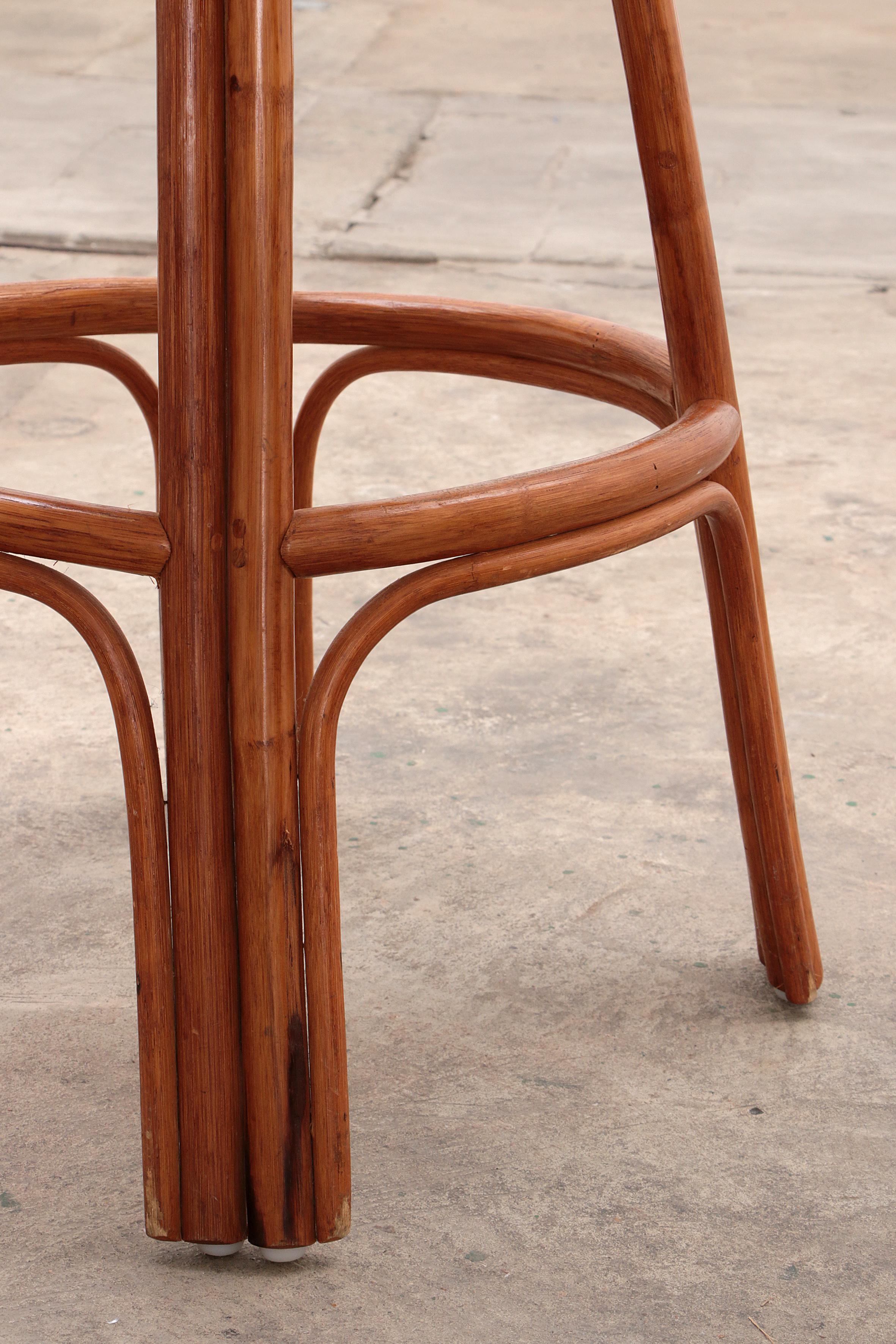 Vintage Bohemian Bamboo bar stools handmade 1970 France. 6