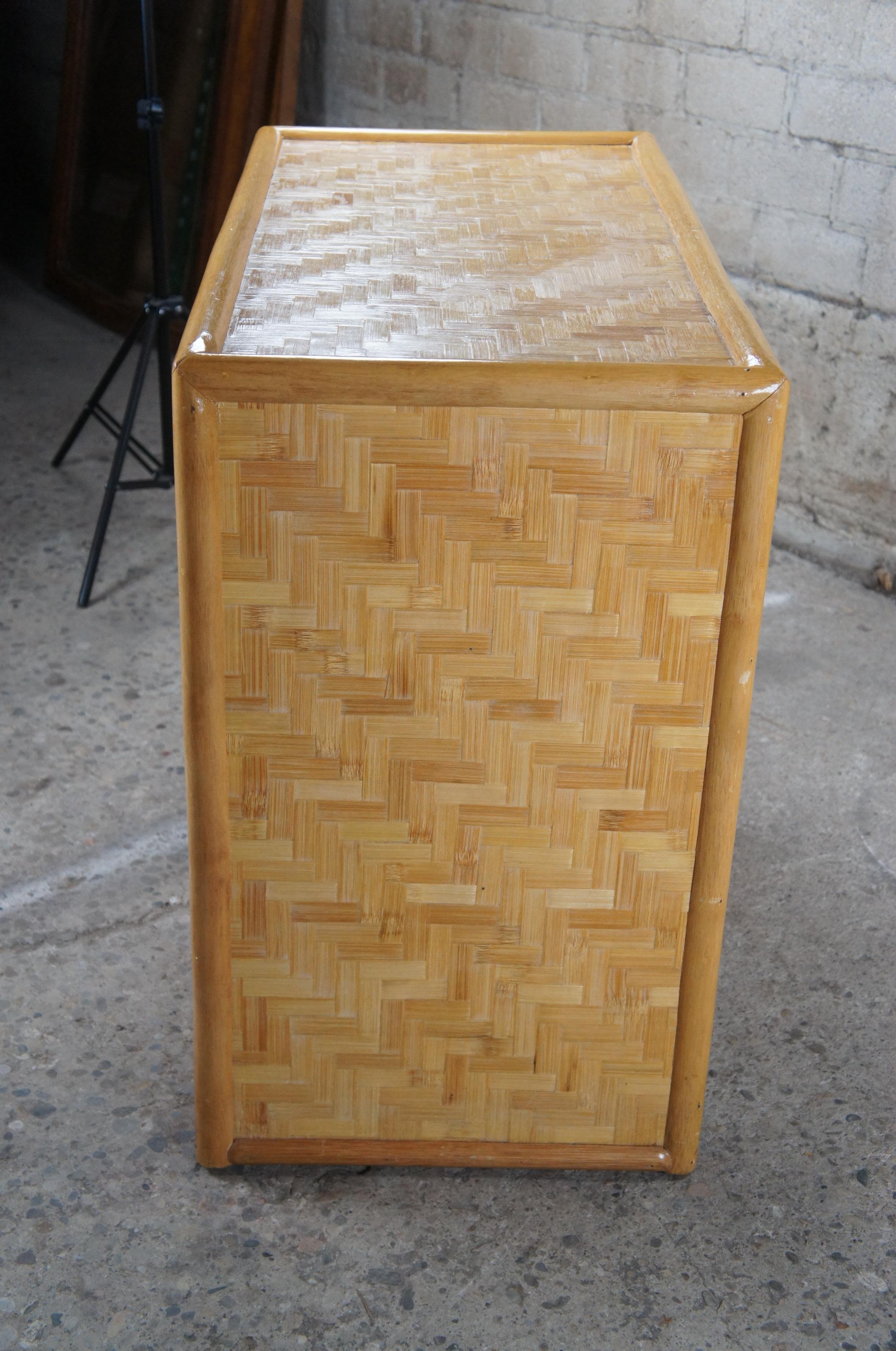 Vintage Bohemian Bamboo & Woven Rattan 4 Drawer Dresser Chest Drawers Boho Chic 8