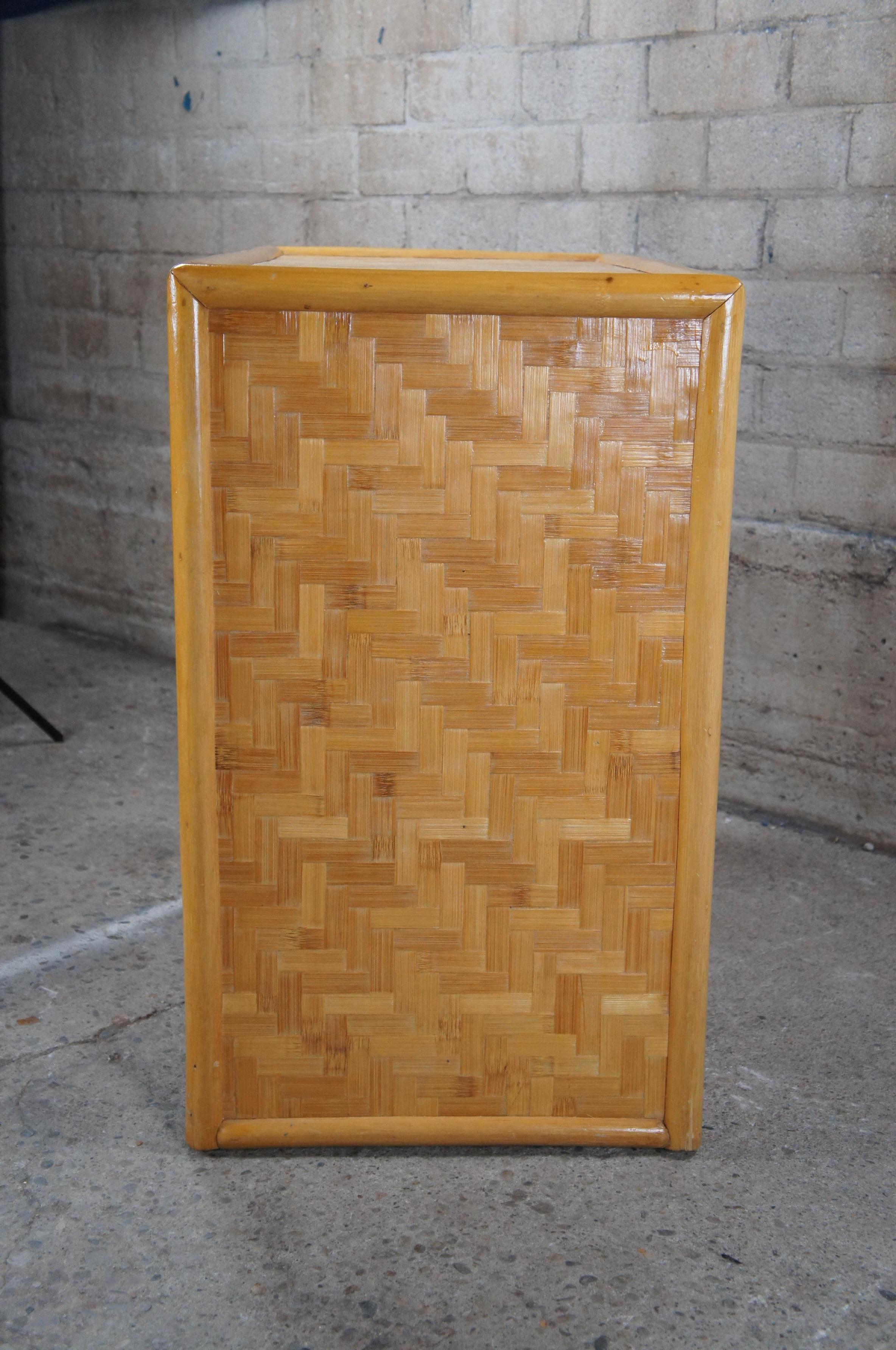 Vintage Bohemian Bamboo & Woven Rattan 4 Drawer Dresser Chest Drawers Boho Chic 4