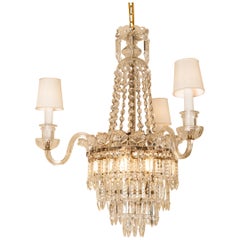 Vintage Bohemian Basket Shape Hand-Cuted Crystal Chandelier