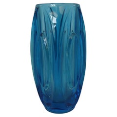 Vase bohème vintage en verre bleu « Lens Bullet » de Rudolph Schrotter   