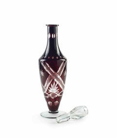 Vintage Bohemian Bottle with Glasses, Early 20th Century