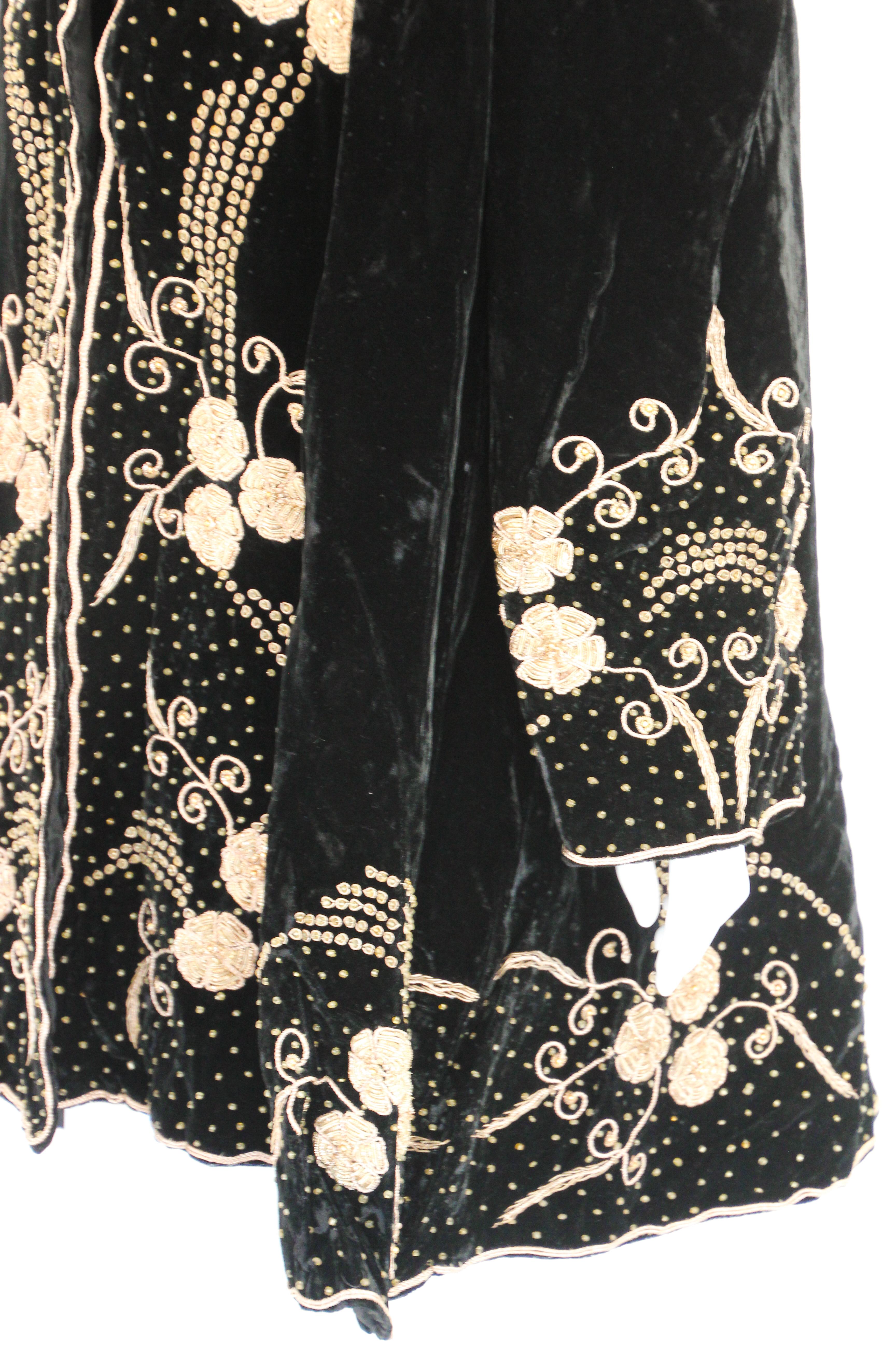 Vintage Bohemian Chic Beaded Black Velvet Jacket 1980's Fortuny Style 5