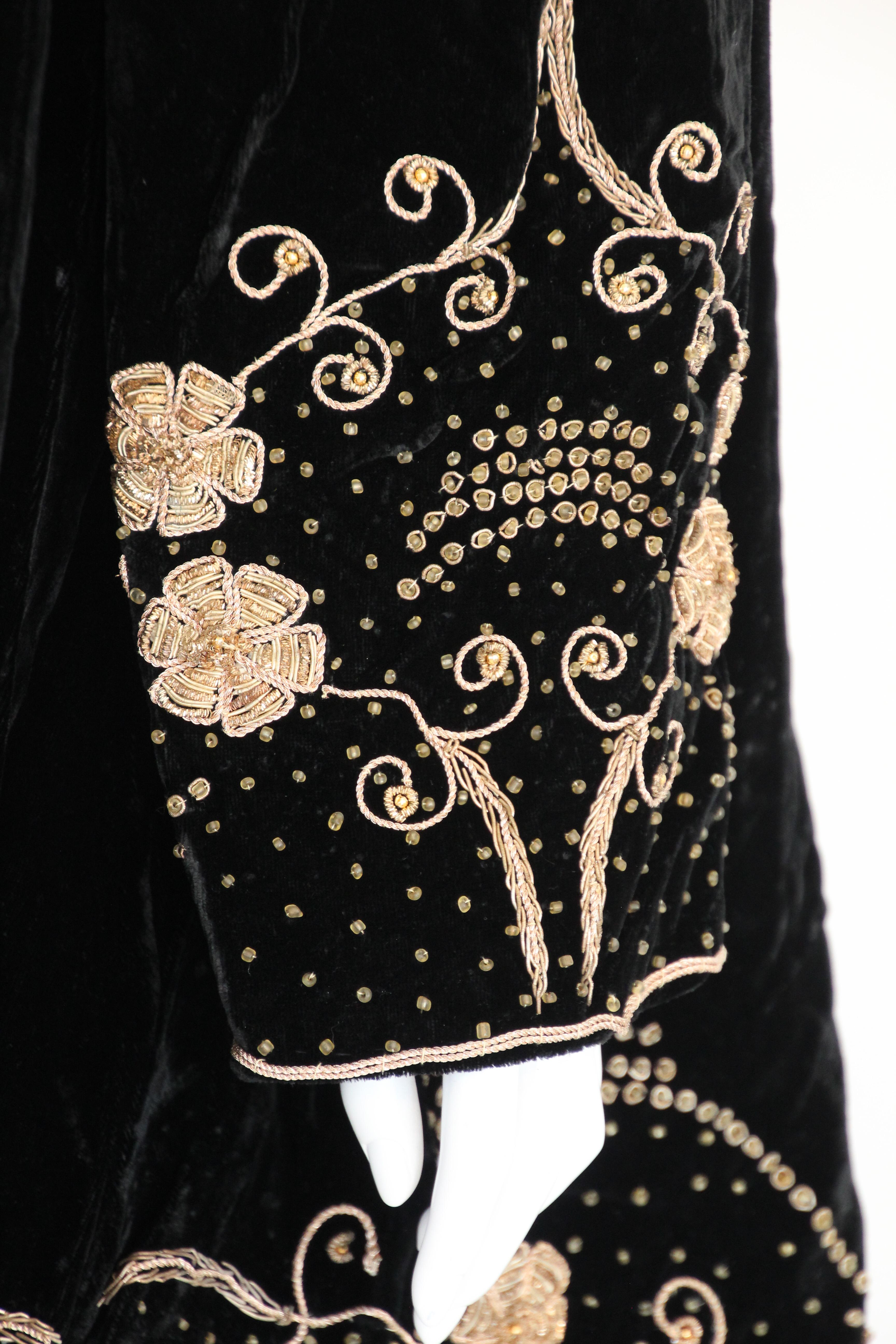 Vintage Bohemian Chic Beaded Black Velvet Jacket 1980's Fortuny Style 6