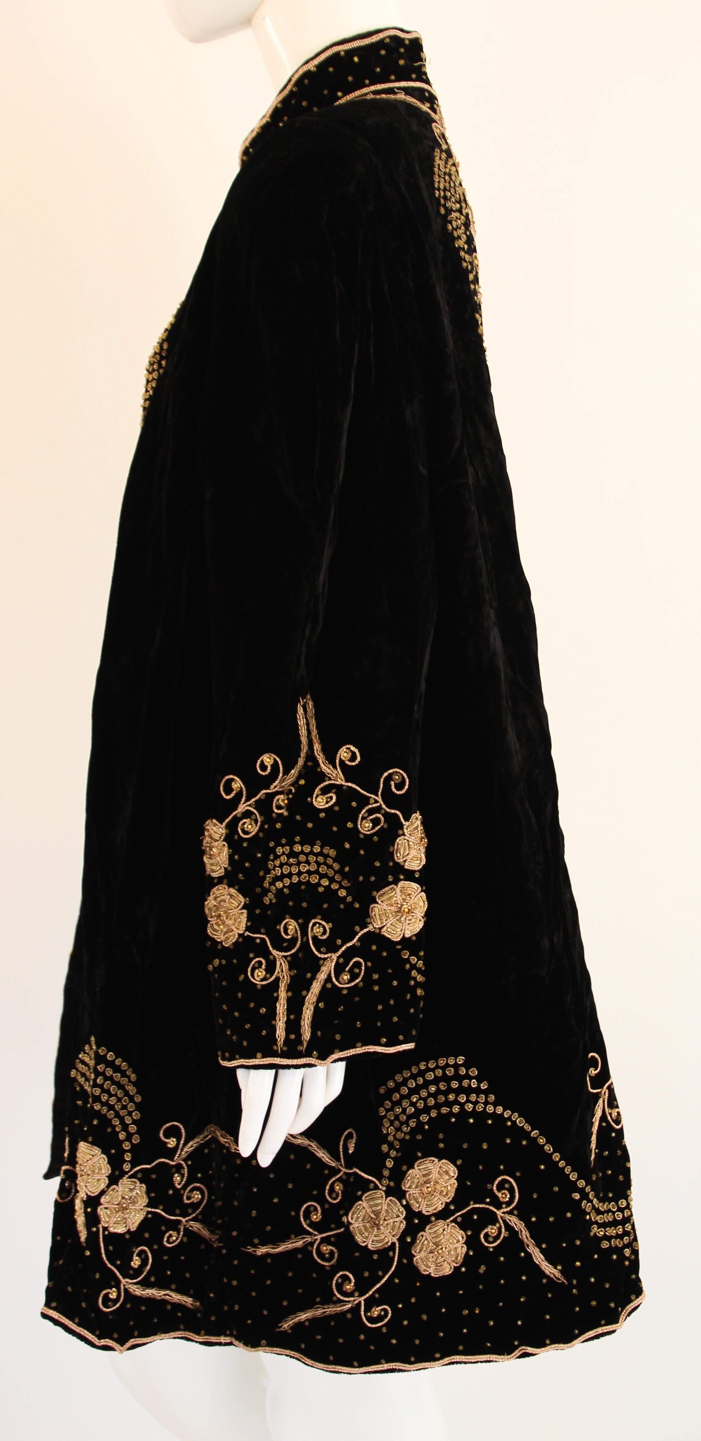 Vintage Bohemian Chic Beaded Black Velvet Jacket 1980's Fortuny Style 10
