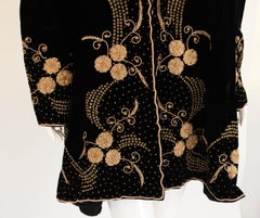Vintage Bohemian Chic Beaded Black Velvet Jacket 1980's Fortuny Style