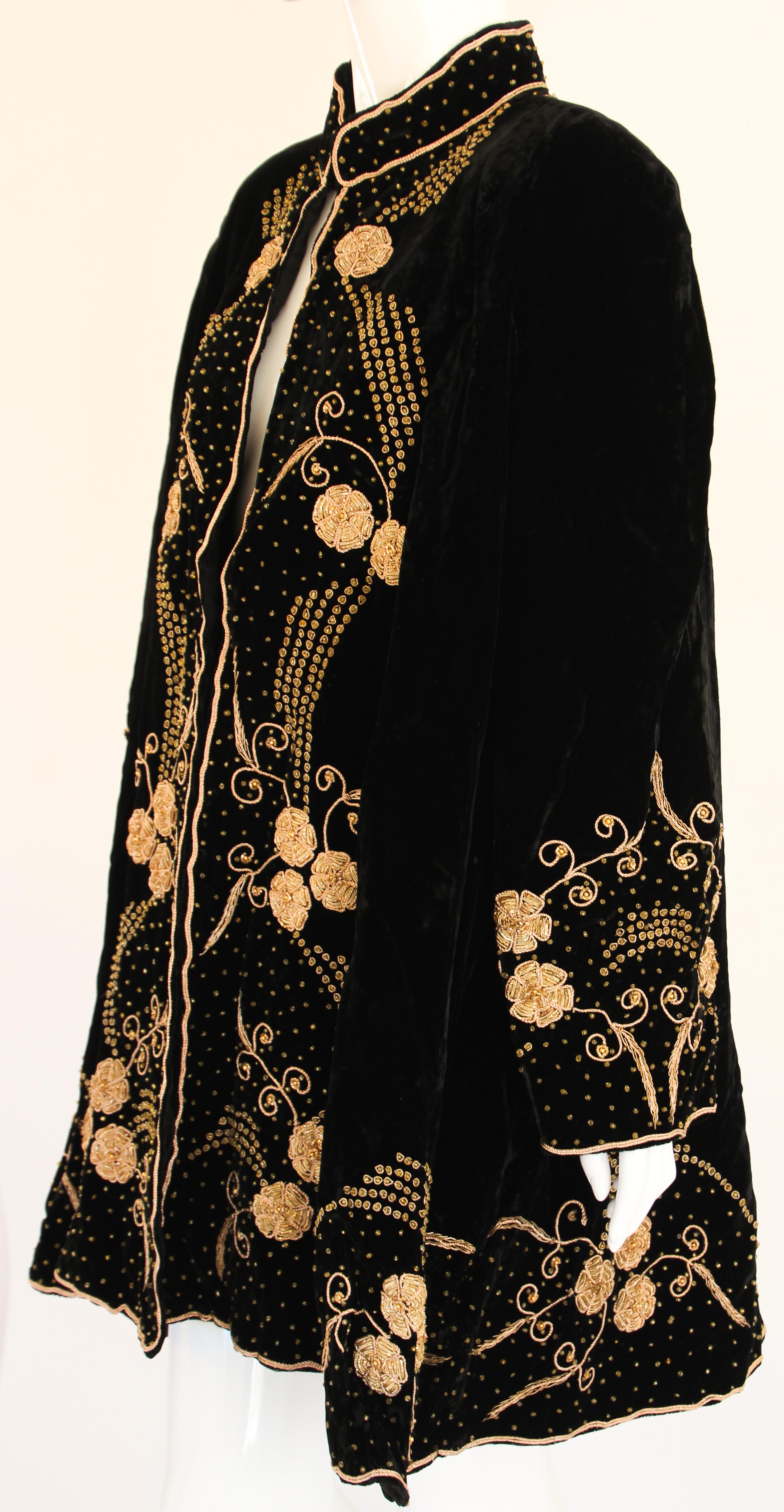 Vintage Bohemian Chic Beaded Black Velvet Jacket 1980's Fortuny Style 4