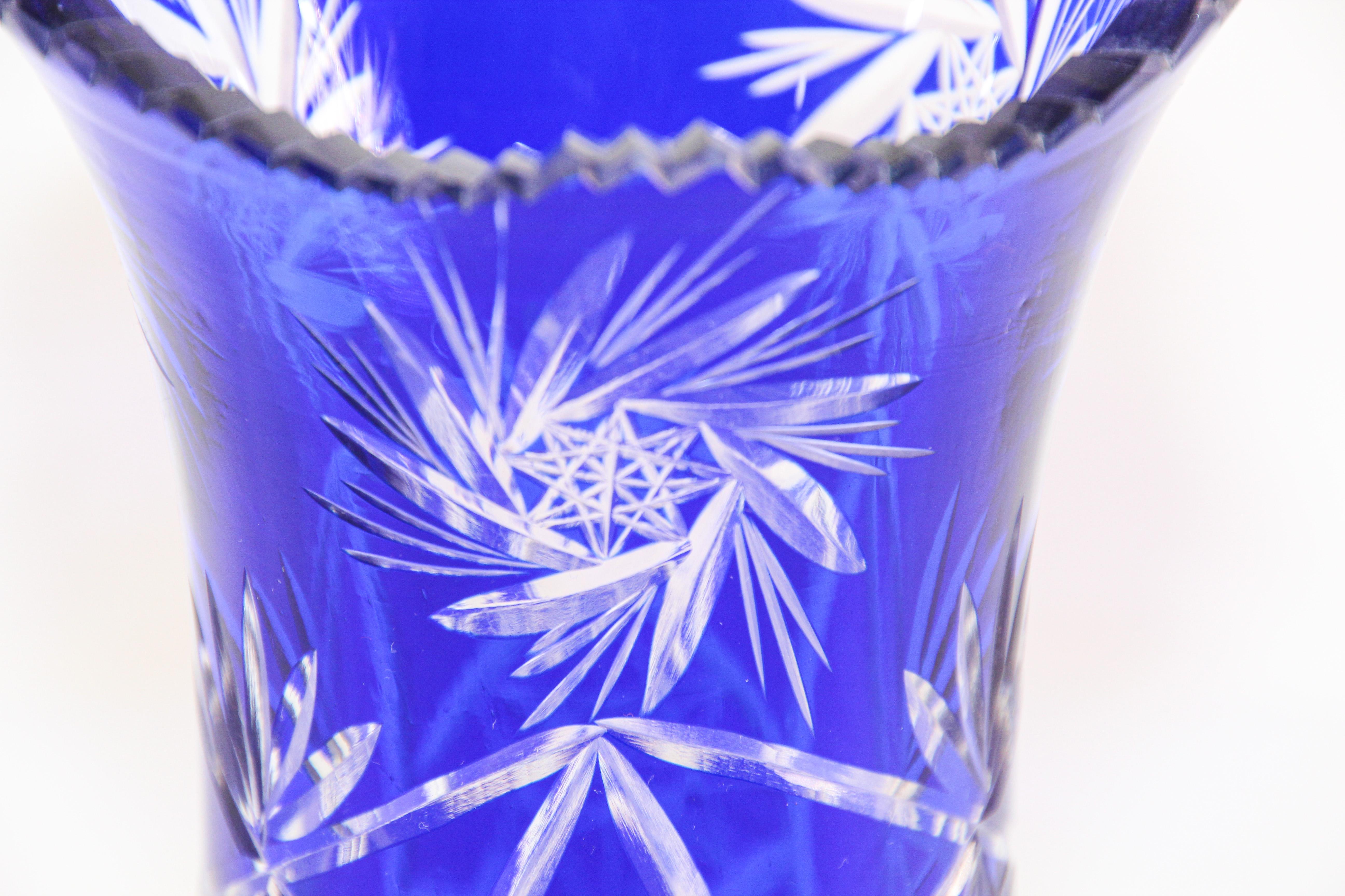 cobalt blue bohemian glass vase