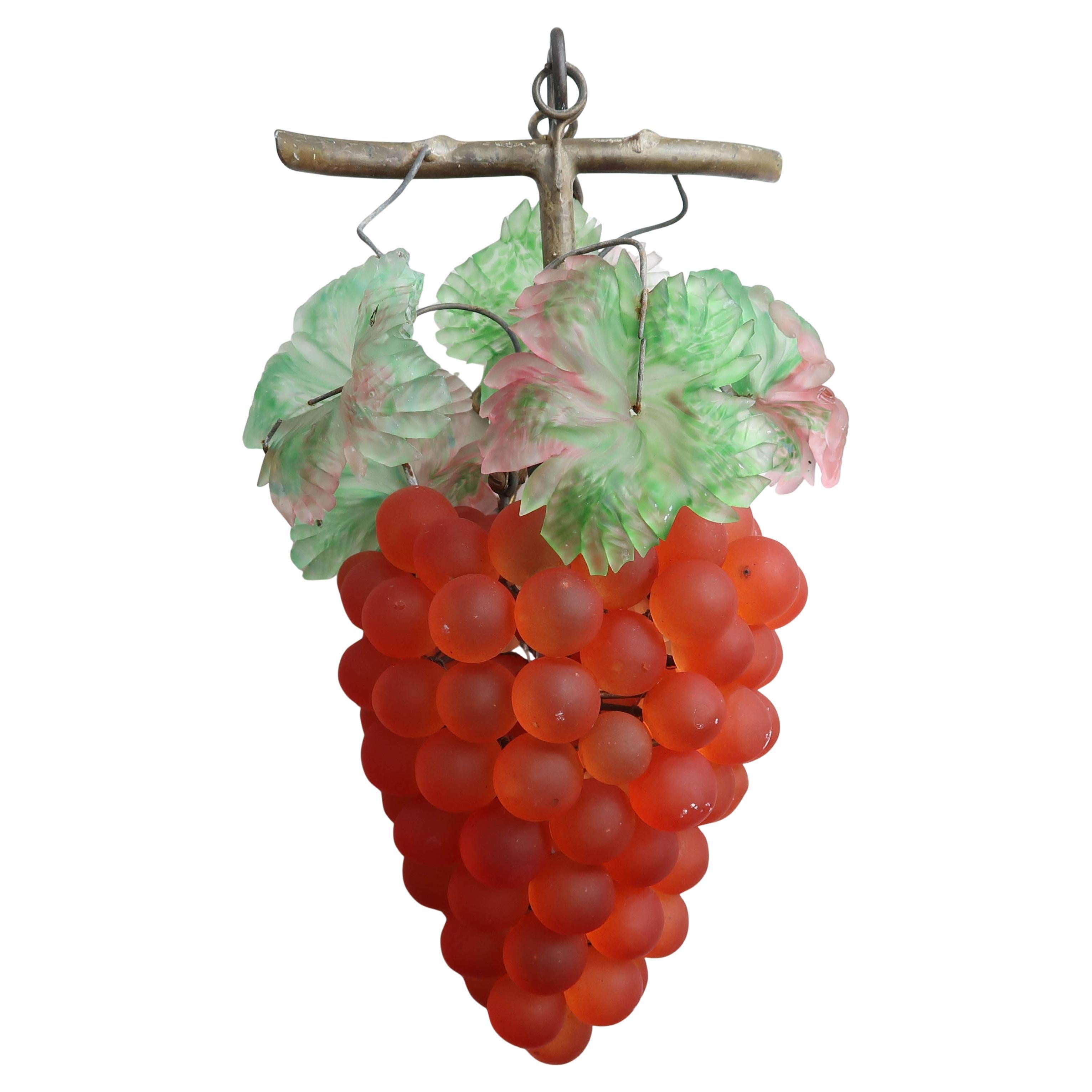 Vintage Bohemian Coloured Glass Bunch of Grapes Light Fitting. C.1930