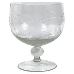 Bol vintage de Bohème gravé en cristal de vigne