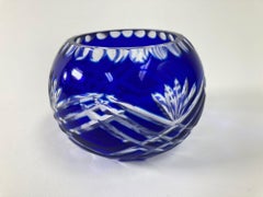 Vintage Bohemian Crystal Votive Candle Holder in Cobalt Blue
