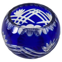 Vintage Bohemian Crystal Votive Candle Holder in Cobalt Blue