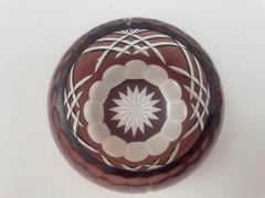 Vintage Bohemian Crystal Votive Candle Holder in Prune Color